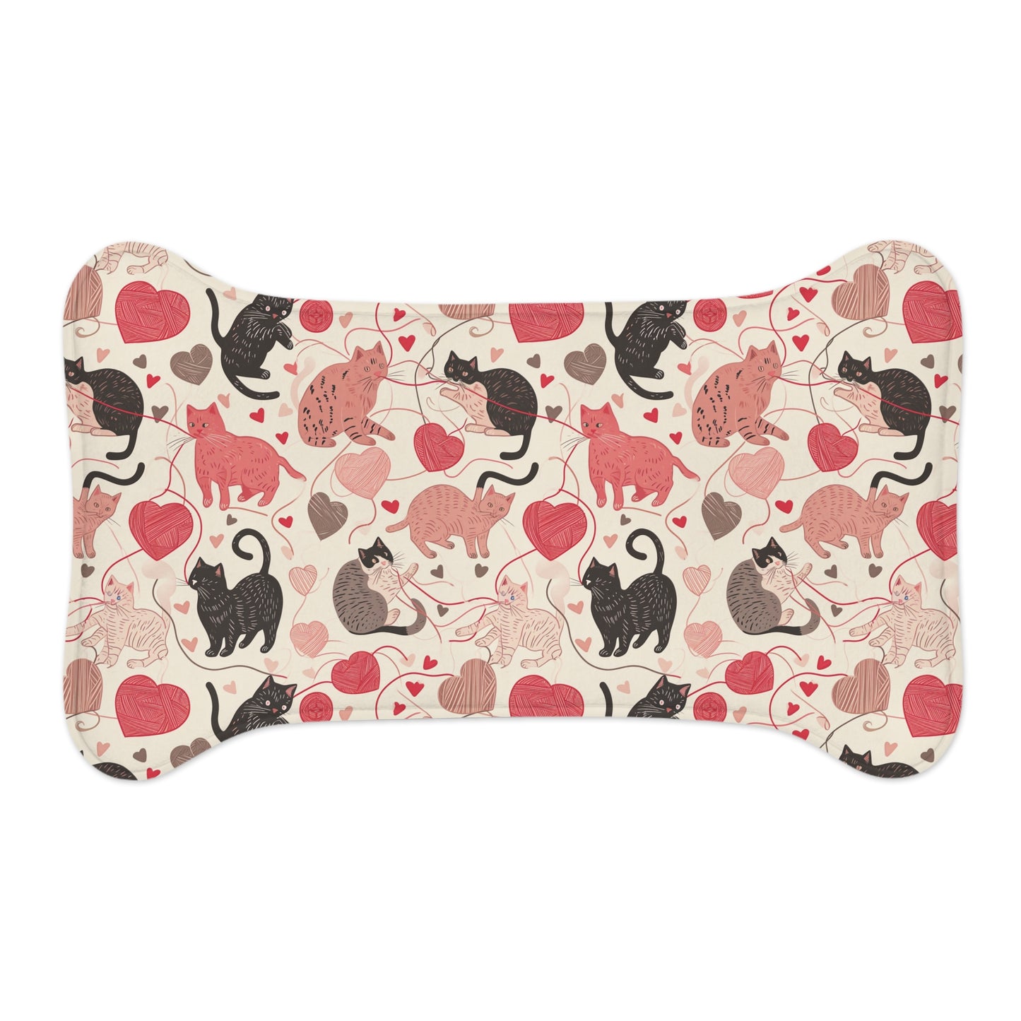Whimsical Cat & Heart Pet Feeding Mats for Cats and Dogs, Cute Pet Accessories, Unique Pet Gifts, Pet Lover Decor, Valentine's Day