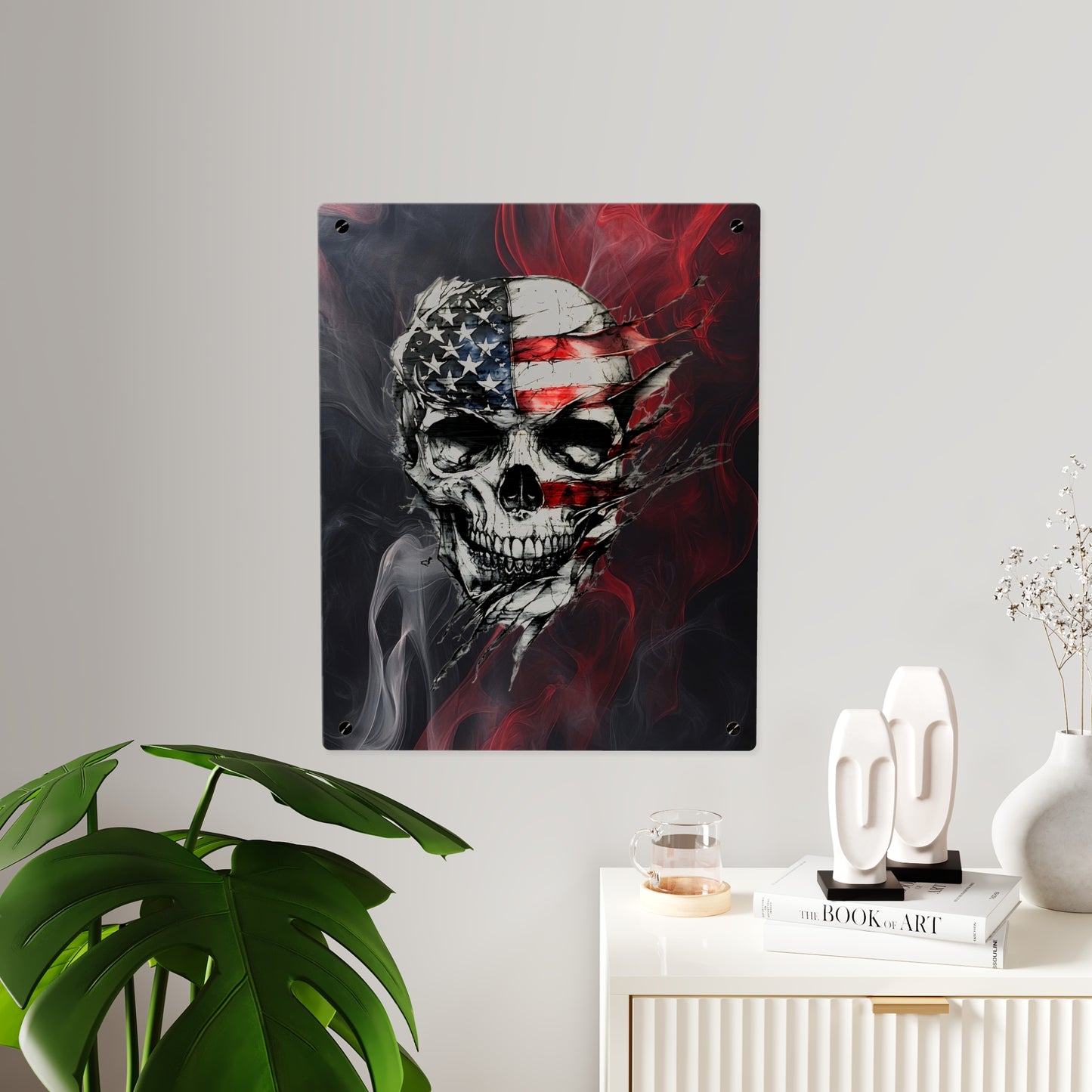 American Skull Acrylic Wall Art Panels - Edgy Decor for Rebels & Patriotic Souls