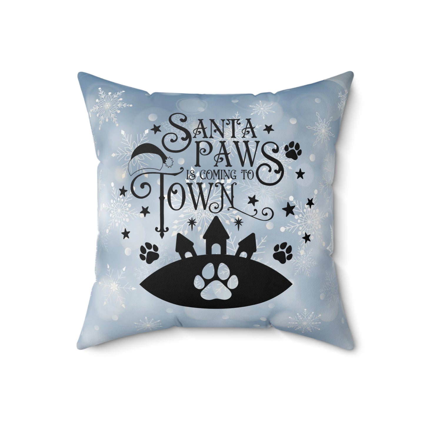 Pet Christmas Theme Spun Polyester Square Pillow, Pet Christmas Quote, Pet Dog Lover's Holiday Decor for Home or Office, Pet Holiday Accent
