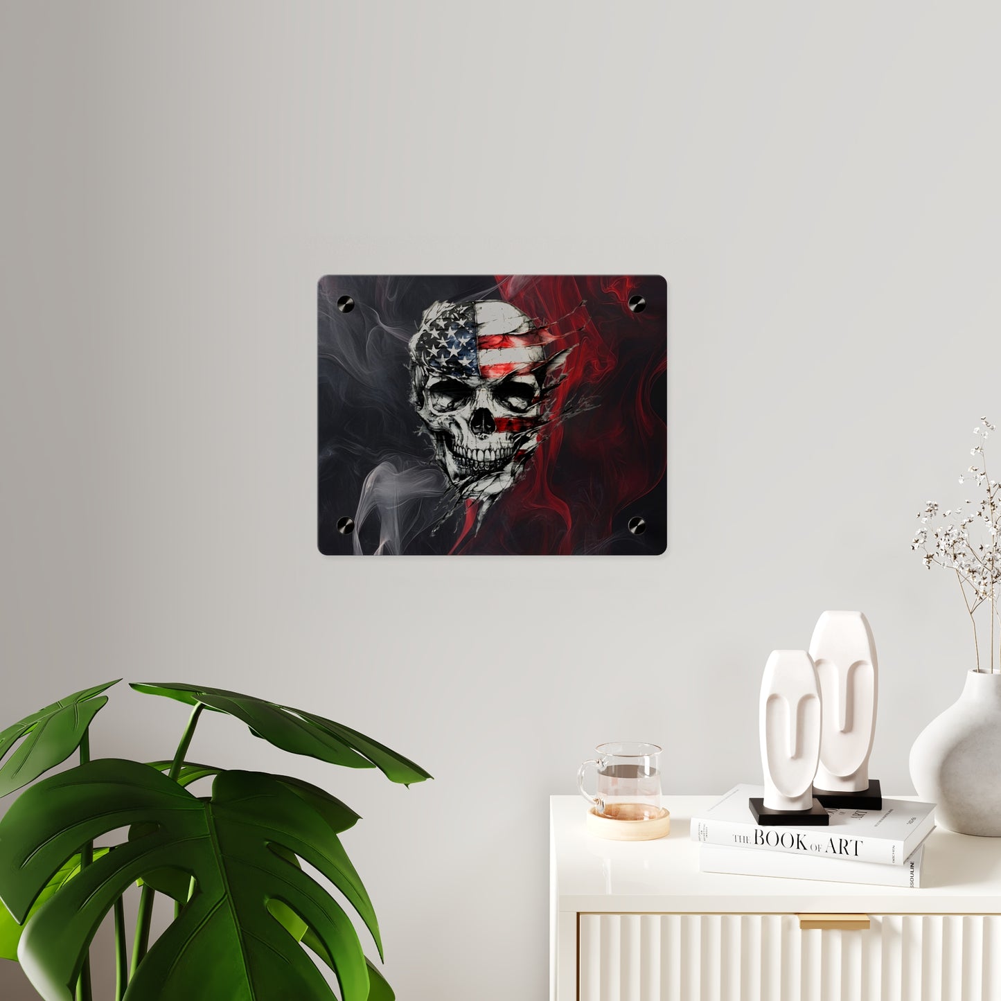 American Skull Acrylic Wall Art Panels - Edgy Decor for Rebels & Patriotic Souls