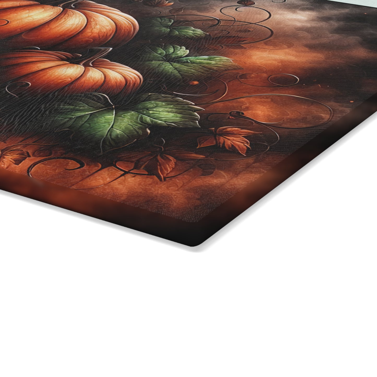 Autumn Pumpkins Glass Cutting Board
