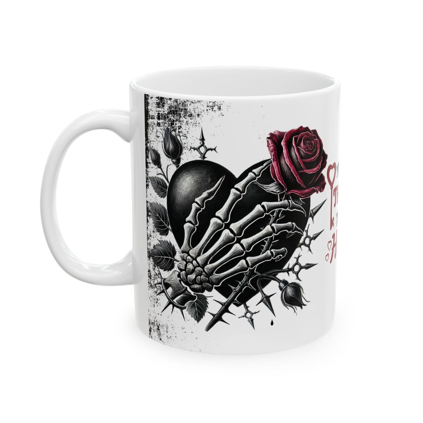 Ceramic Mug "You Hold The Key To My Heart" — Gothic Rose Valentine Coffee Cup (11oz/15oz)