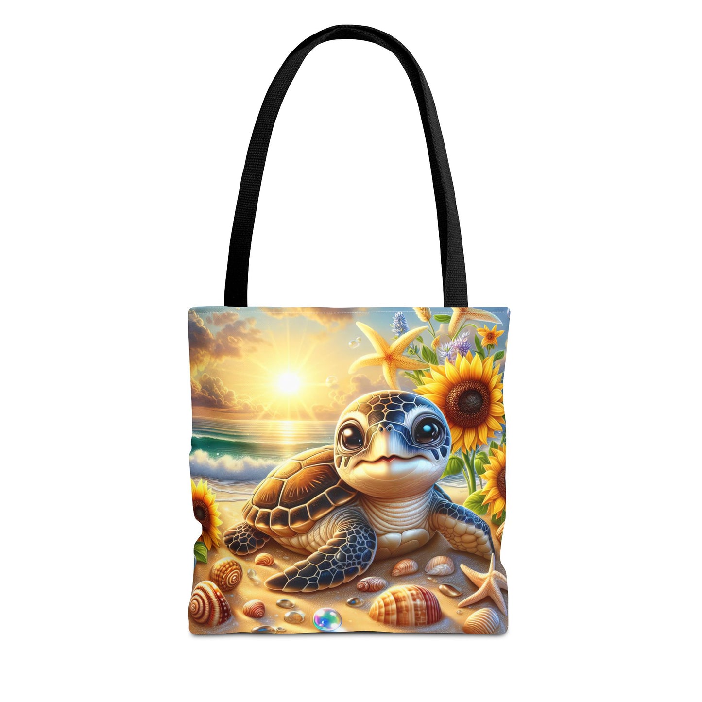 Beachy Turtle Tote Bag | Sea Life AOP Bag | Summer Accessories | Eco-Friendly Vacation Tote | Gift for Ocean Lovers