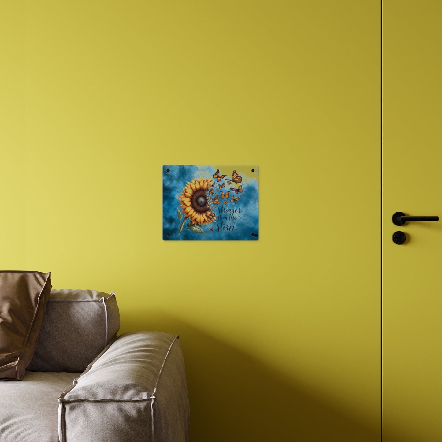 Inspirational Sunflower Acrylic Wall Art Panel - "Stronger Than The Storm"