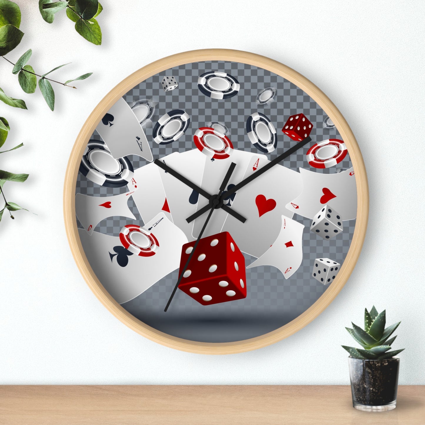 Poker Wall Clock - Game Room Man Cave Decor Gift