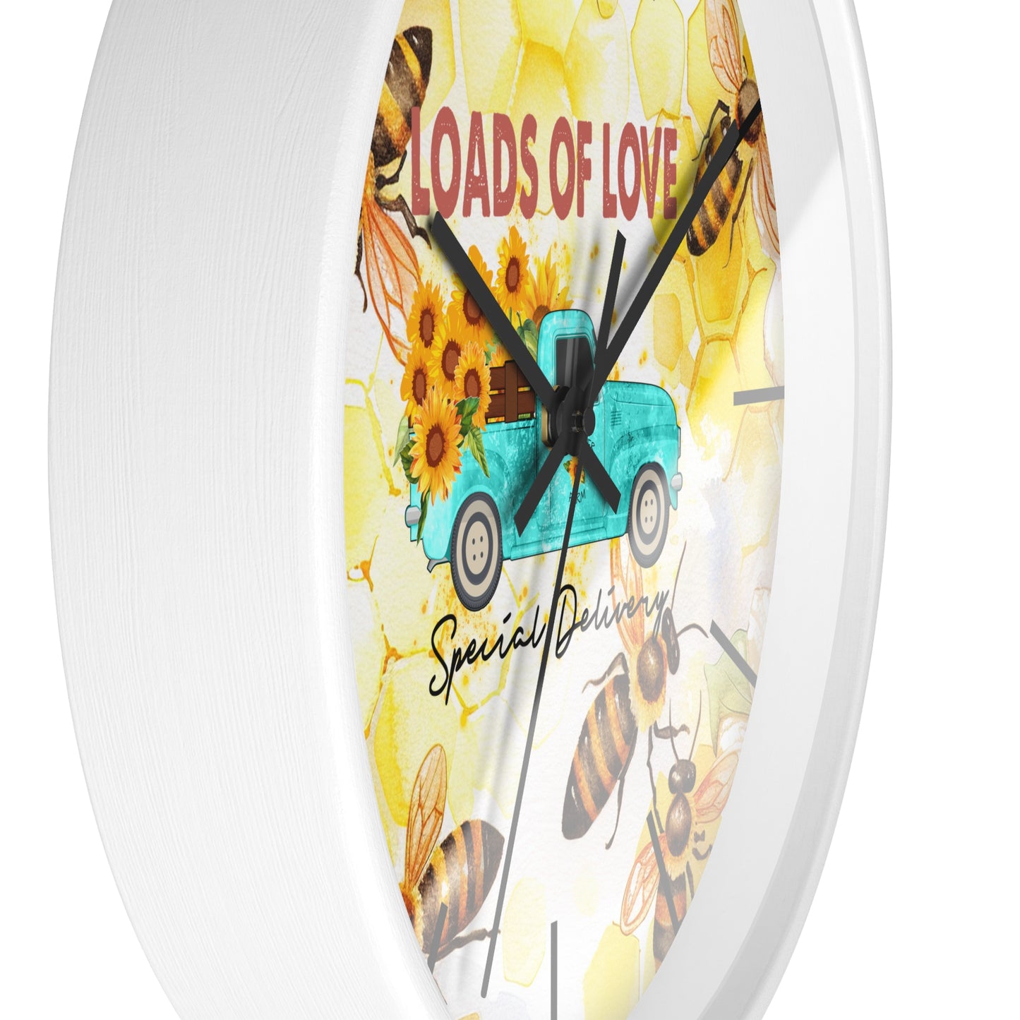 Sunflower Truck Honey Bees Wall Clock - Farmhouse Country Decor