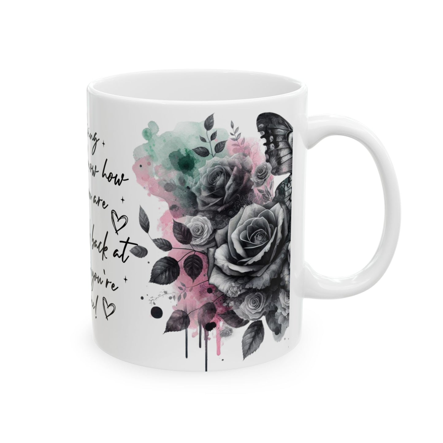 Inspirational Floral Butterflies Ceramic Mug - Keep Going Encouragement Gift