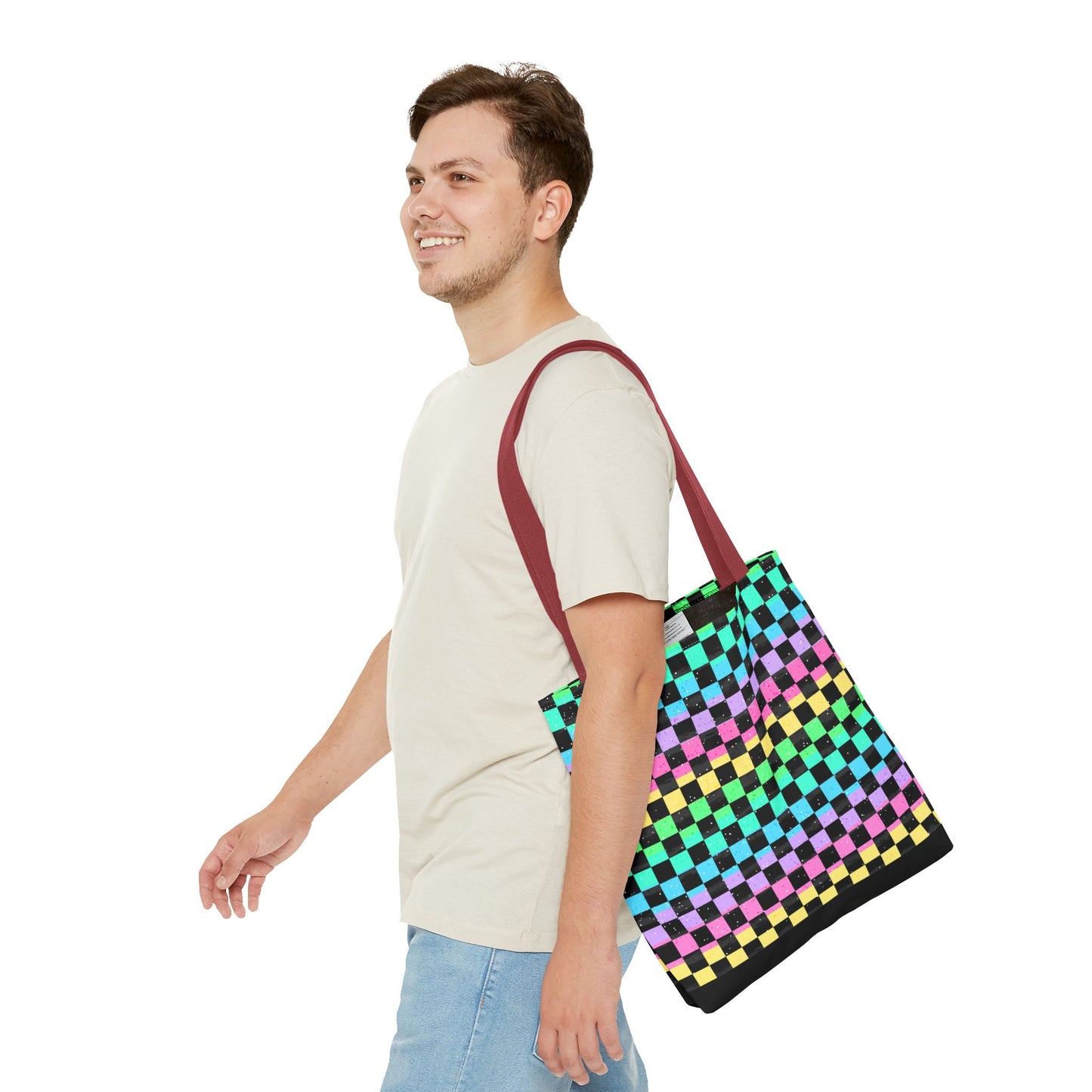 Colorful Checkerboard Tote Bag - Vibrant Reusable Shopping Bag, Eco-Friendly Gift, Summer Beach Accessory, Fashionable Everyday Tote