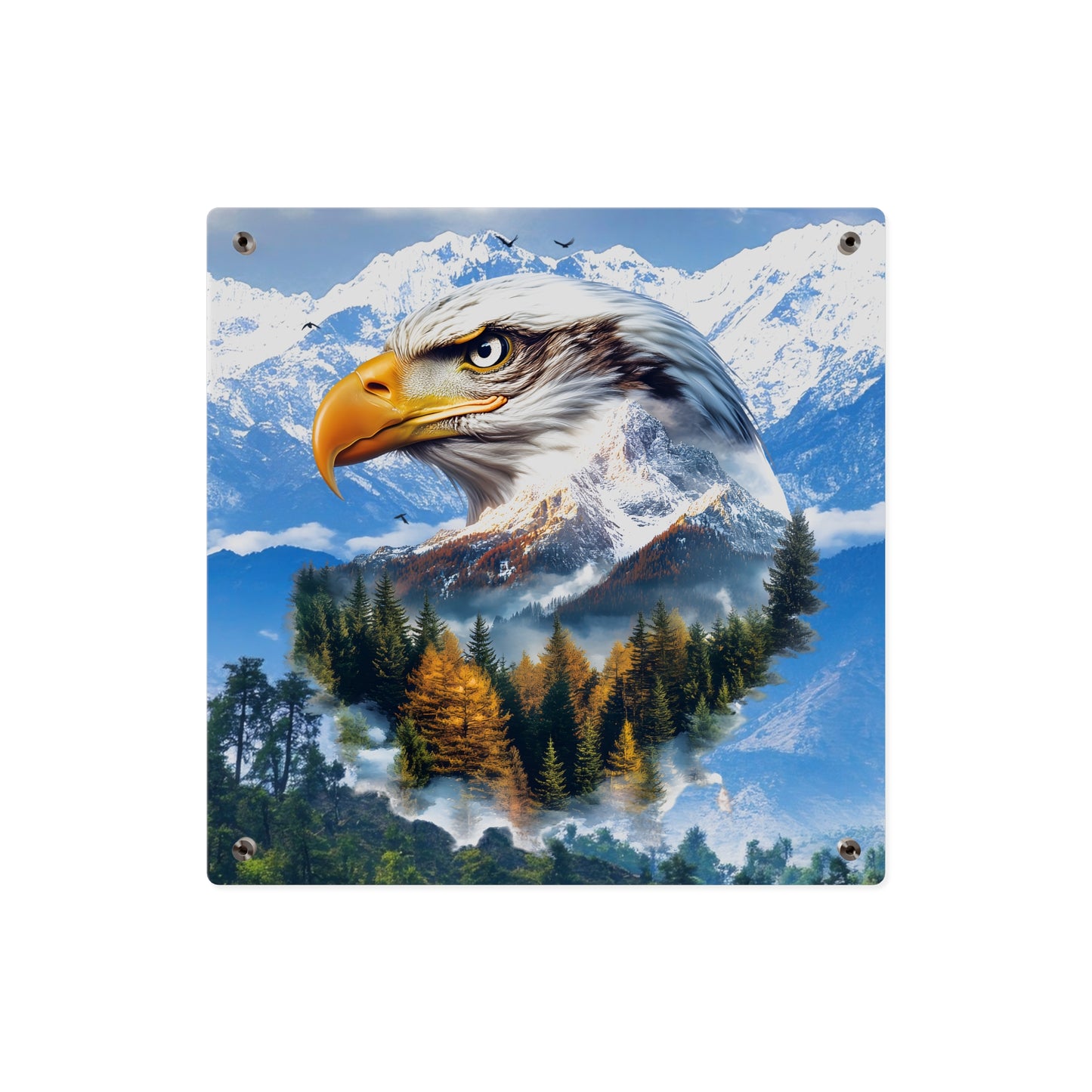 Eagle Mountain Acrylic Wall Art Panel — Patriotic Wilderness Landscape Decor