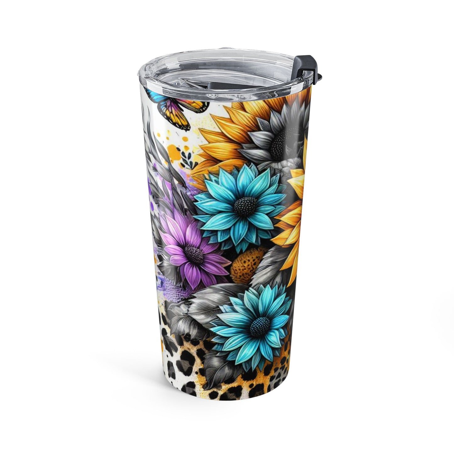 Vibrant Sunflower Leopard Tumbler 20oz - Gift for Her