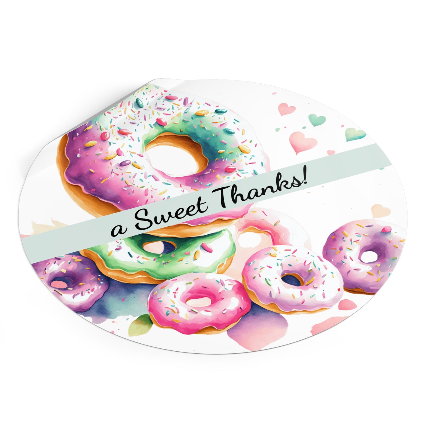 Custom Donut Round Vinyl Stickers | Sweet Thanks, Gift Labels, Party Favors, Wedding Decor, Custom Stickers