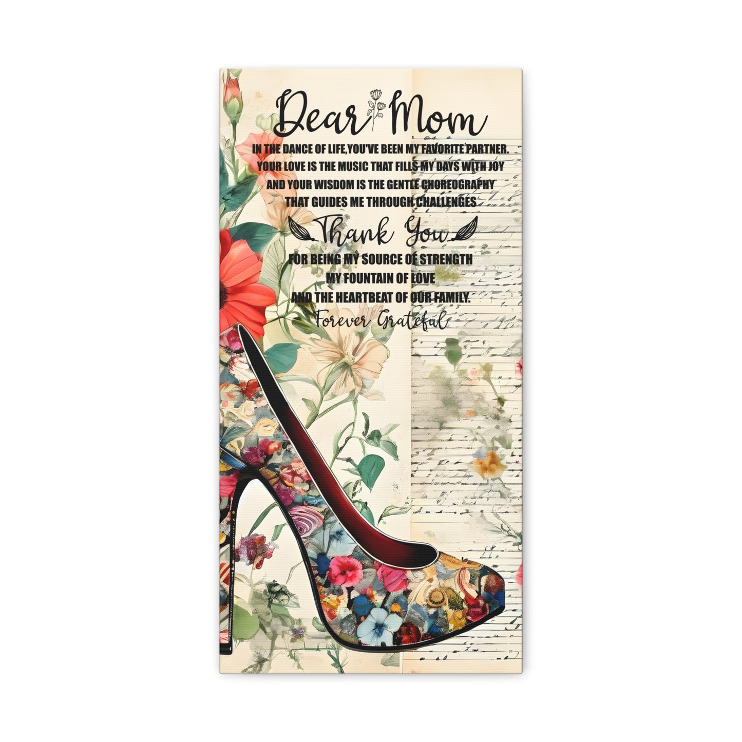 Inspirational Floral Canvas Wall Art for Mom - Perfect Gift for Mother's Day