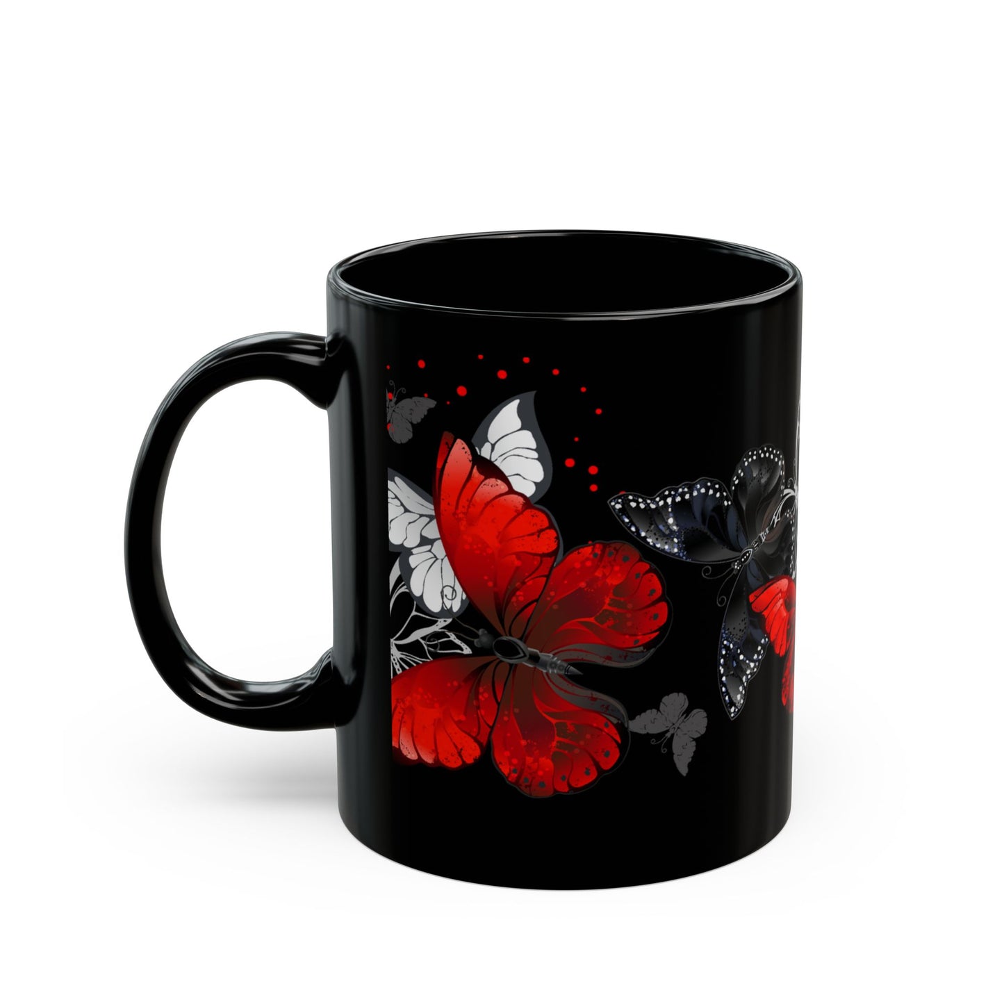 Elegant Butterfly Black Mug - 11oz & 15oz | Perfect Gift for Mothers, Nature Lovers