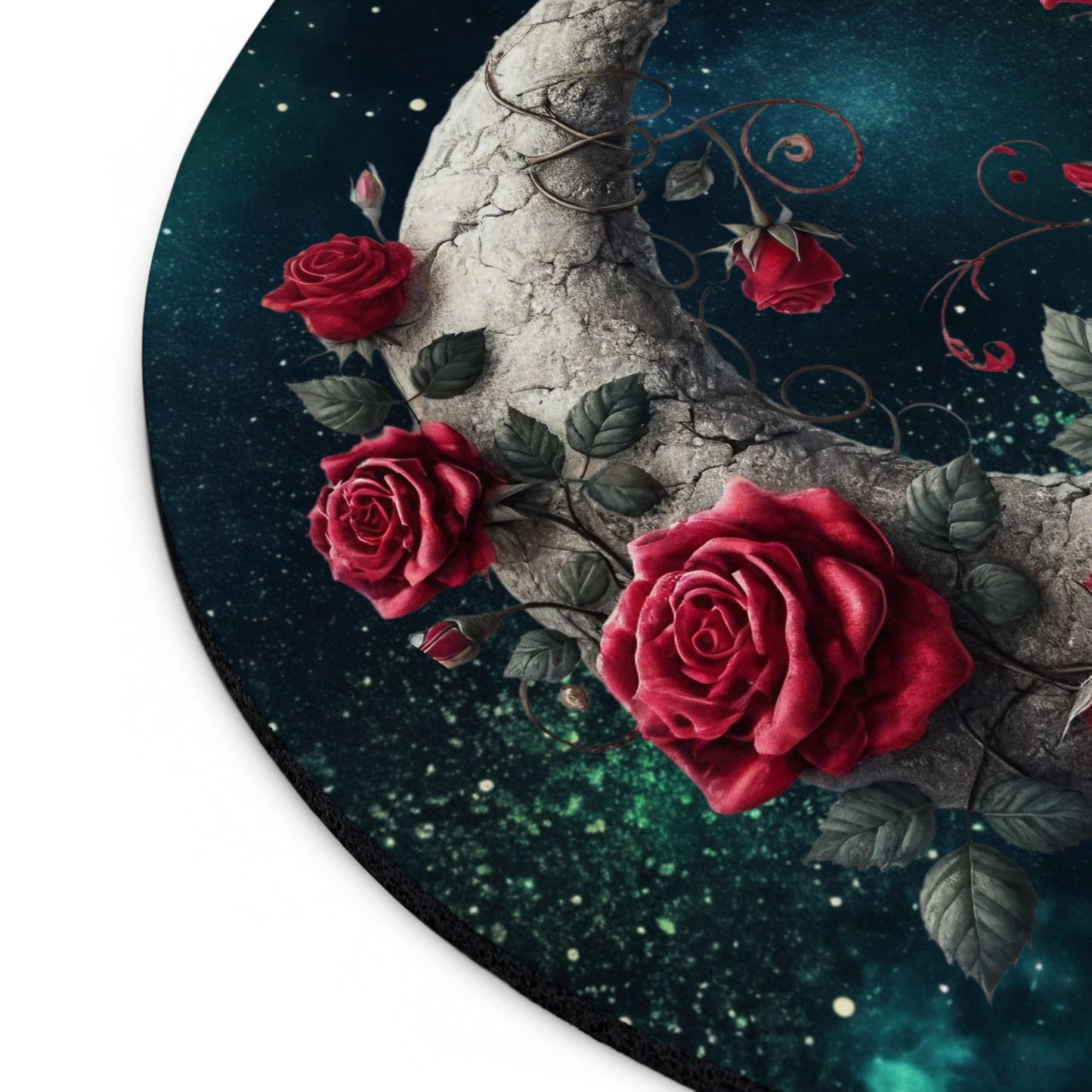 Celestial Rose Moon Desk Mouse Pad - Ethereal Design for Gamers & Desk Decor