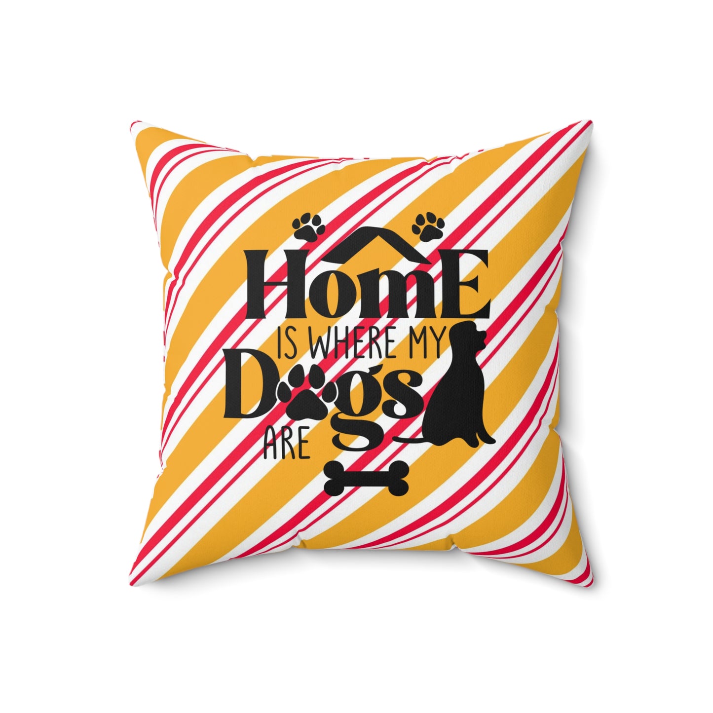 Holiday Spun Polyester Square Pillow, Animal Lovers, Dog Lover's Holiday Room Decor, Holiday Accent for Dog People, Housewarming Gift