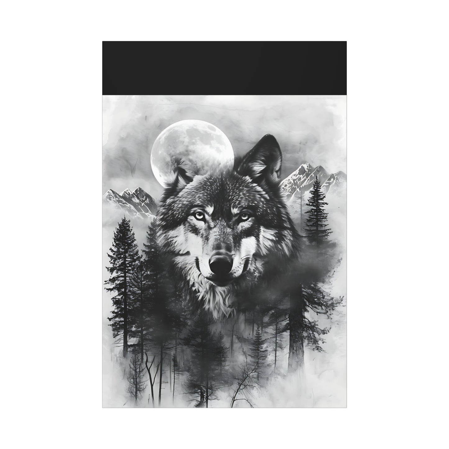Majestic Wolf Canvas Wall Art - Black and White Wilderness Decor