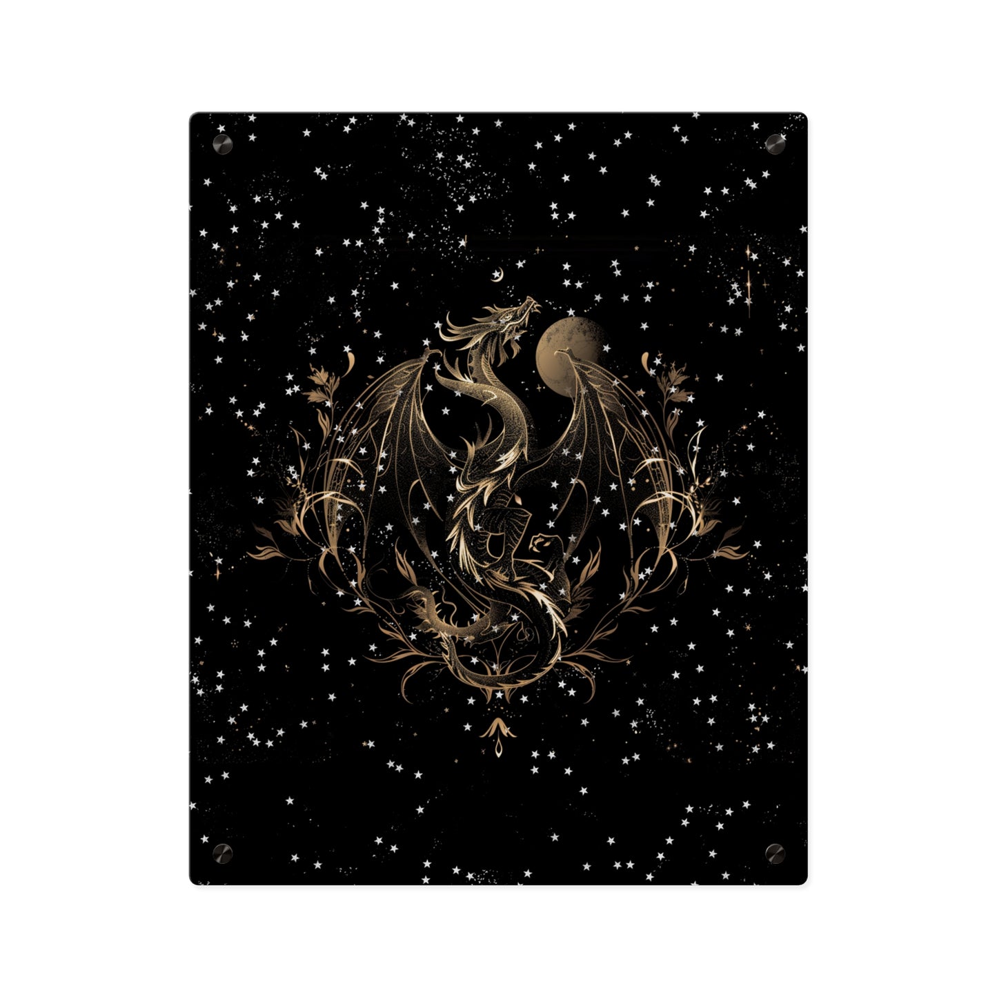 Sleek Dragon Acrylic Wall Art Panel - Celestial Decor for Fantasy Lovers