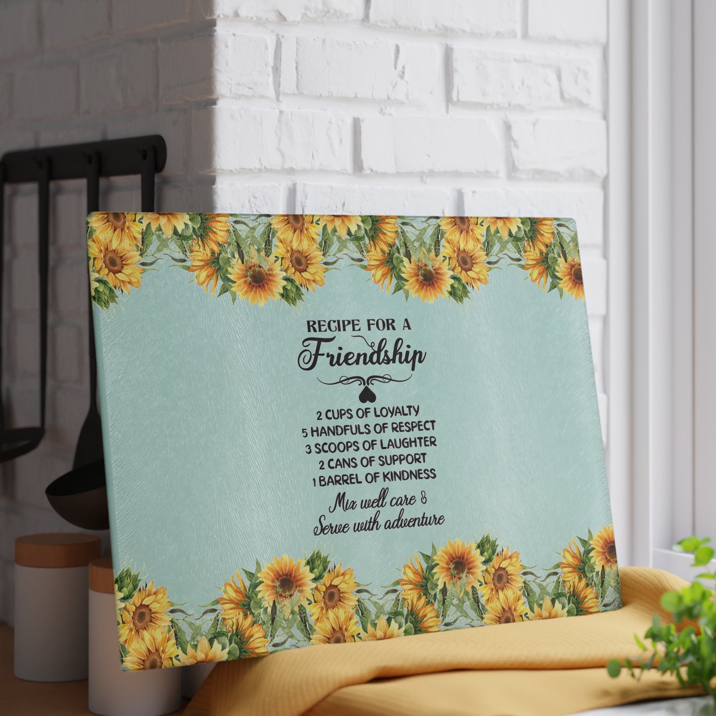 Glass Cutting Board Friendship Quote, Home Kitchen Essential, Friends Who Love To Cook, Housewarming Gift Idea, Friendship for Him or Her