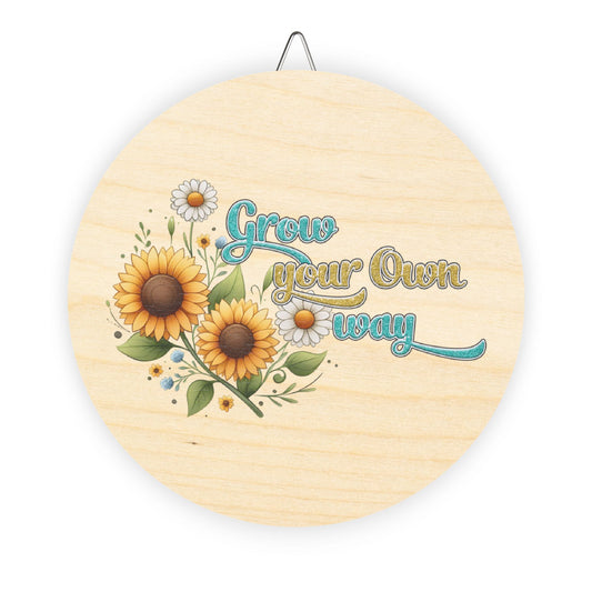 Rustic Charm Wood Signs - Grow Your Own Way Inspirational Quote Sunflower Gift