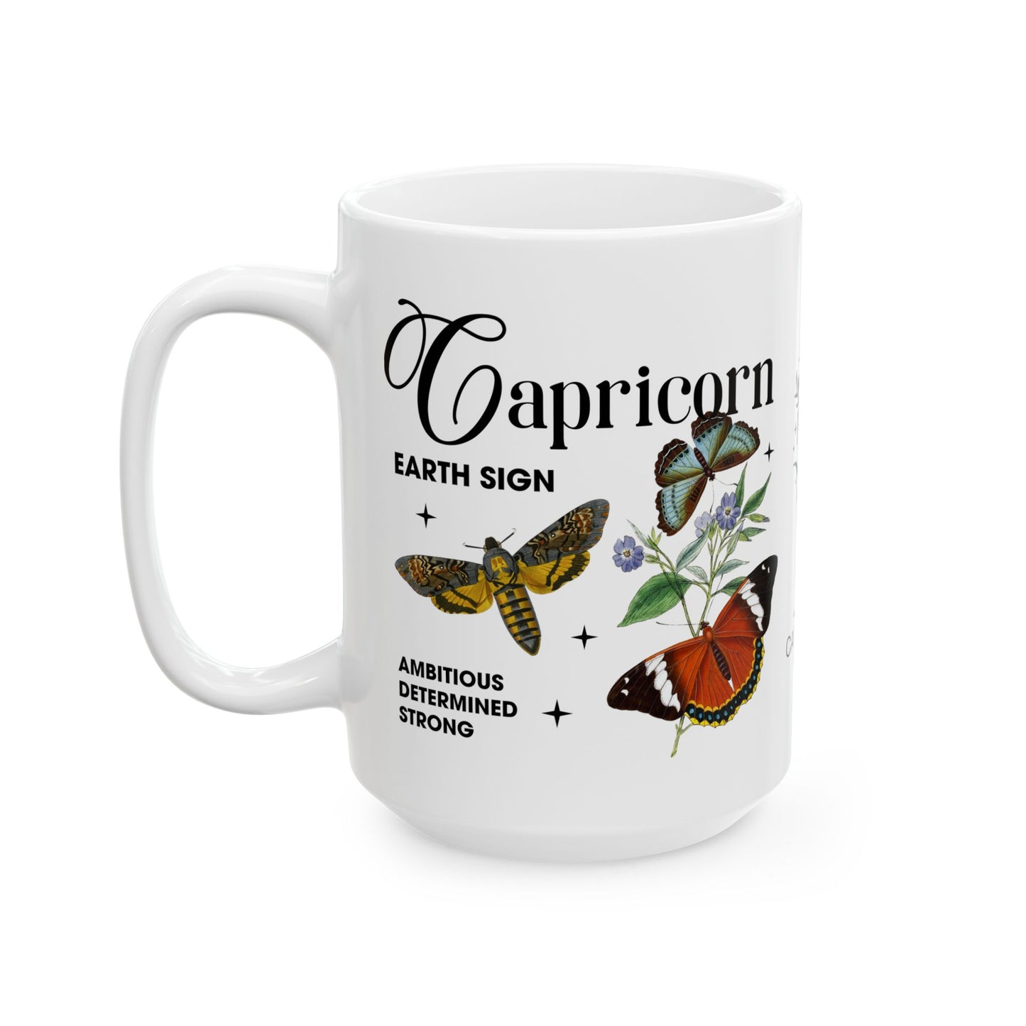 Capricorn Zodiac Floral Ceramic Mug - Horoscope Gift for Astrology Lovers