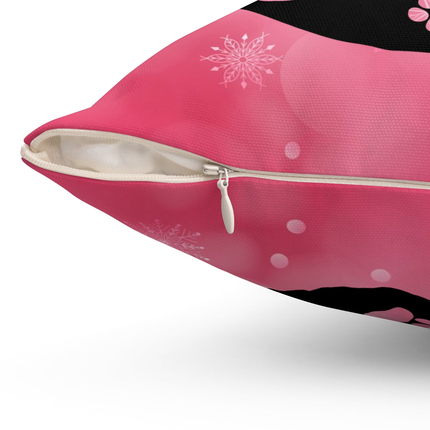 Pet Dog Holiday Theme Spun Polyester Square Pillow, Animal Lovers, Pet Dog Lover's Holiday Decor, Pet Holiday Quote, Decor for Home or Office