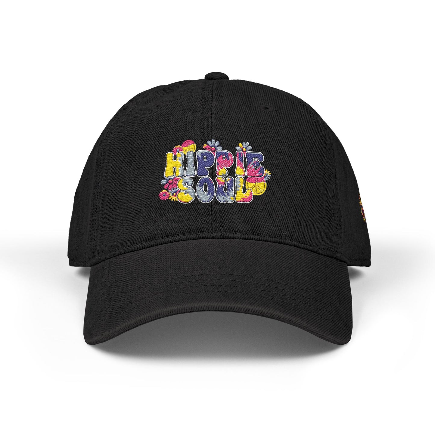 Embroidered Denim Hat - 'Hippie Soul' Adjustable Cap