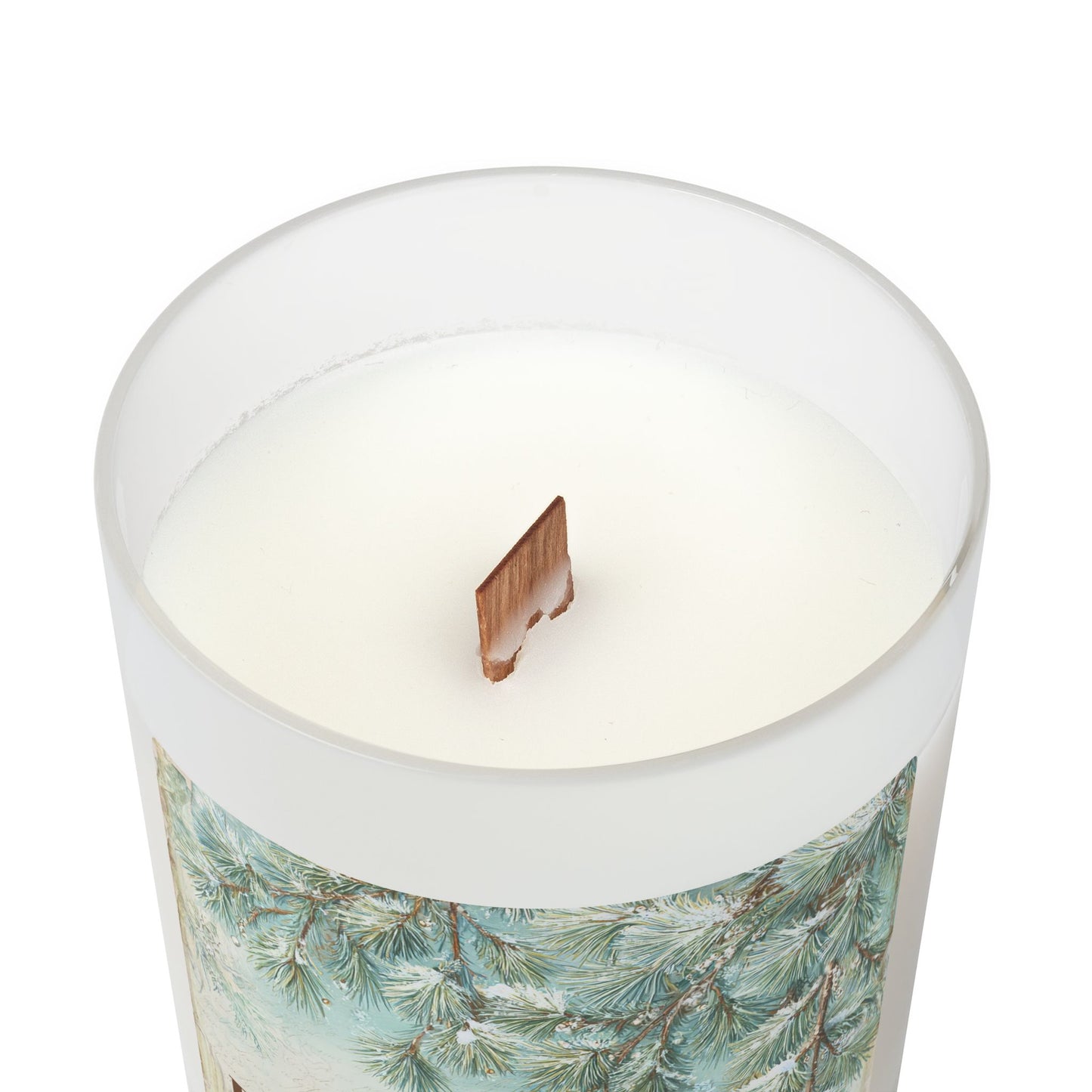 Vanilla Frosted Glass Candle – 11oz Scented Soy Candle with Wooden Lid