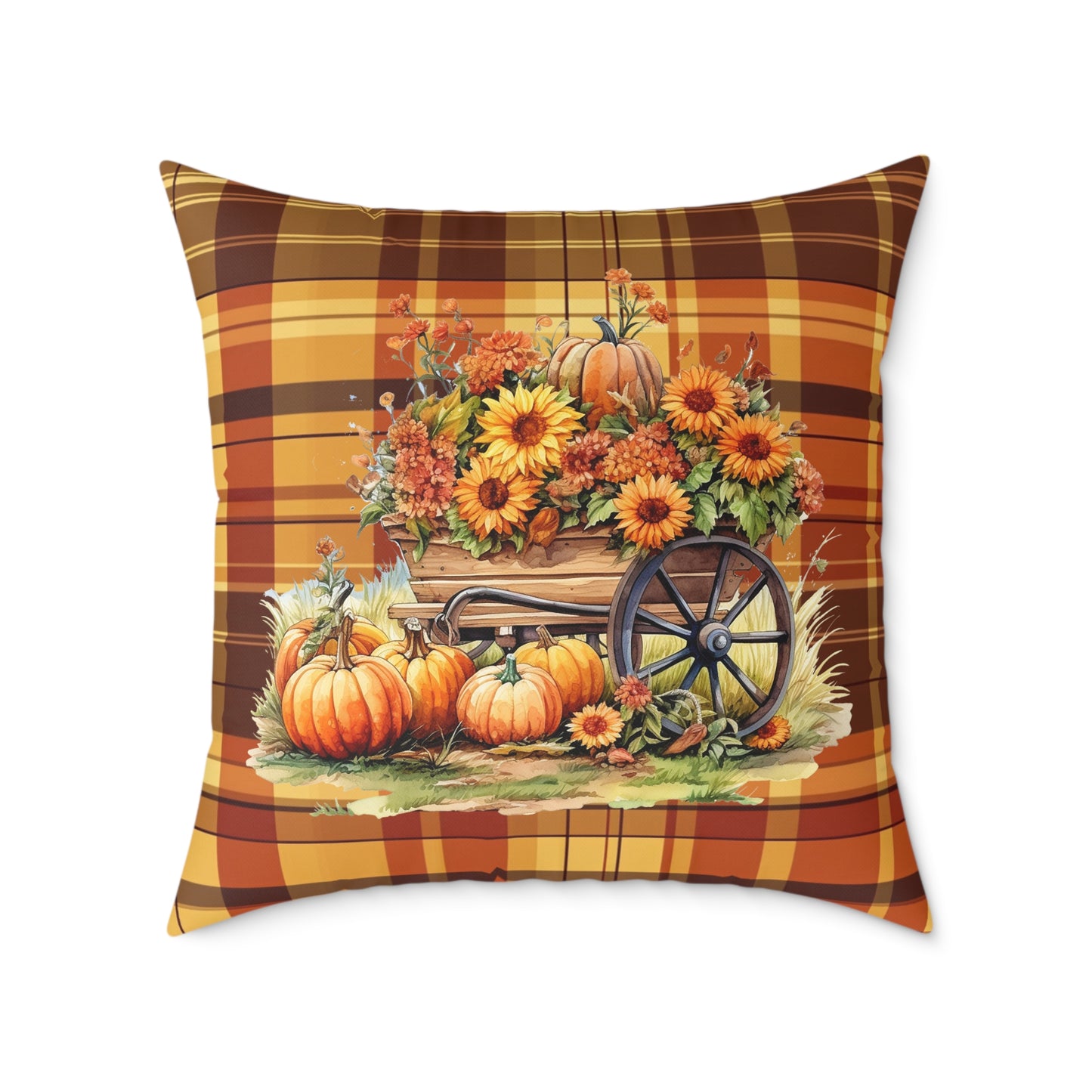 Fall Theme Square Poly Canvas Pillow, Beautiful Two-Sided Fall Pillow for Home or Office, Stylish Accent for Any Room, Perfect Fall Decor