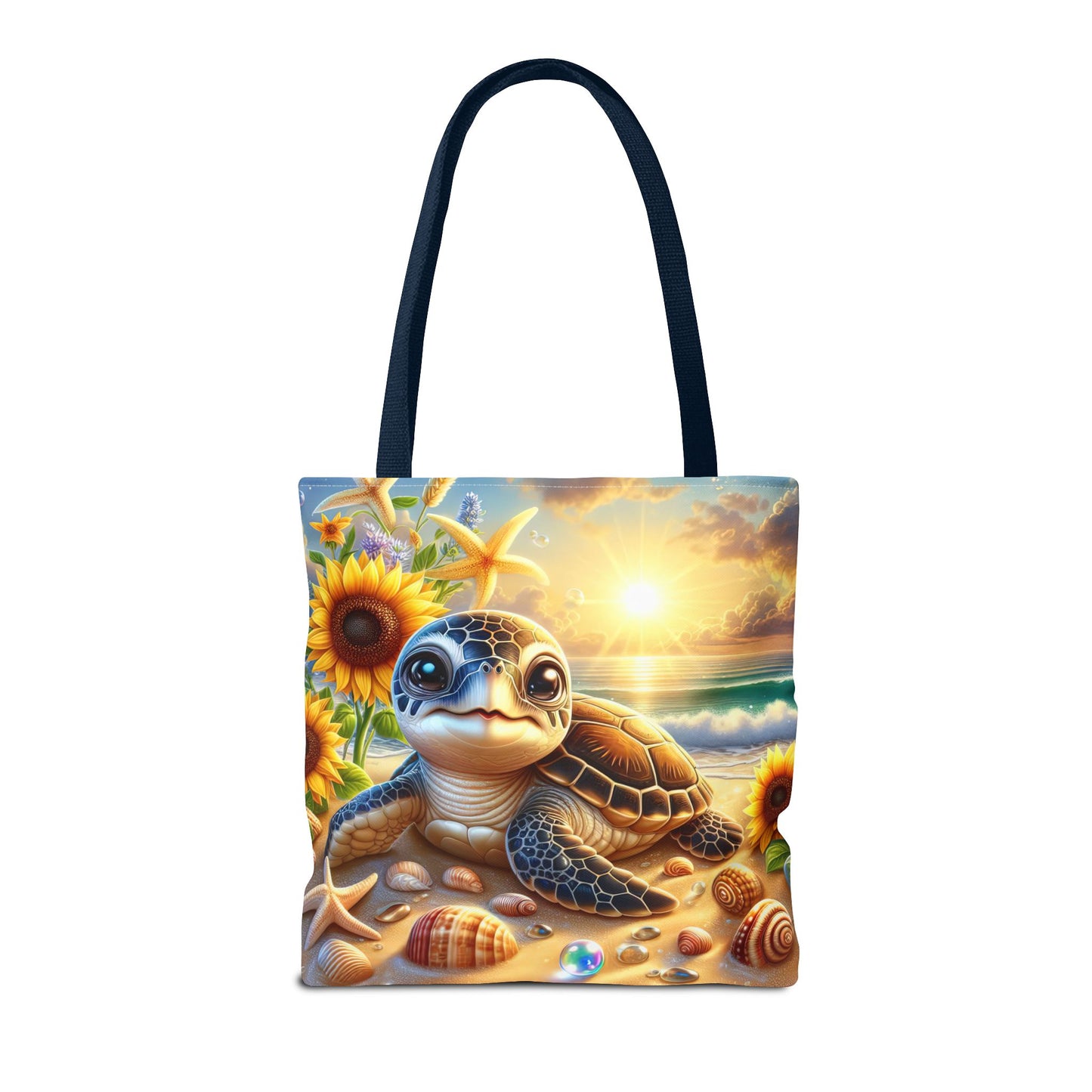 Beachy Turtle Tote Bag | Sea Life AOP Bag | Summer Accessories | Eco-Friendly Vacation Tote | Gift for Ocean Lovers
