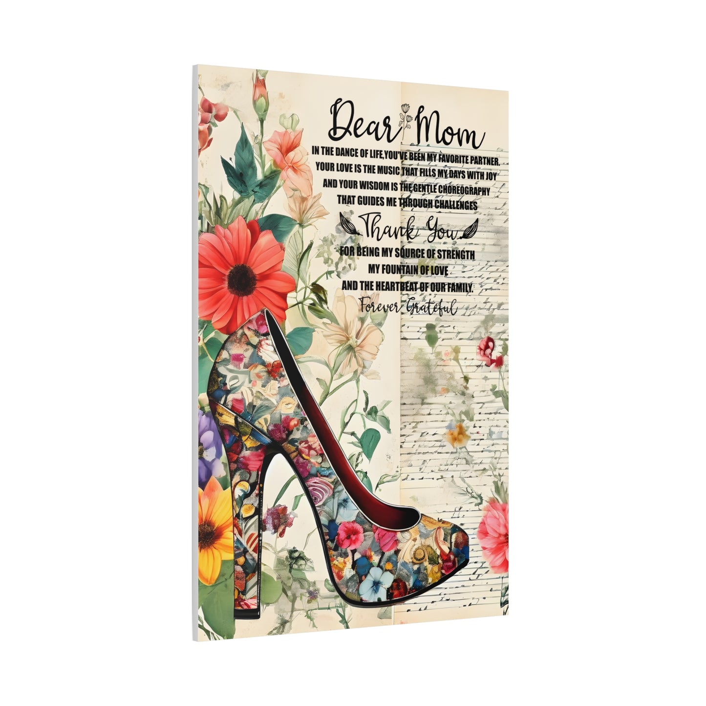 Inspirational Floral Canvas Wall Art for Mom - Perfect Gift for Mother's Day