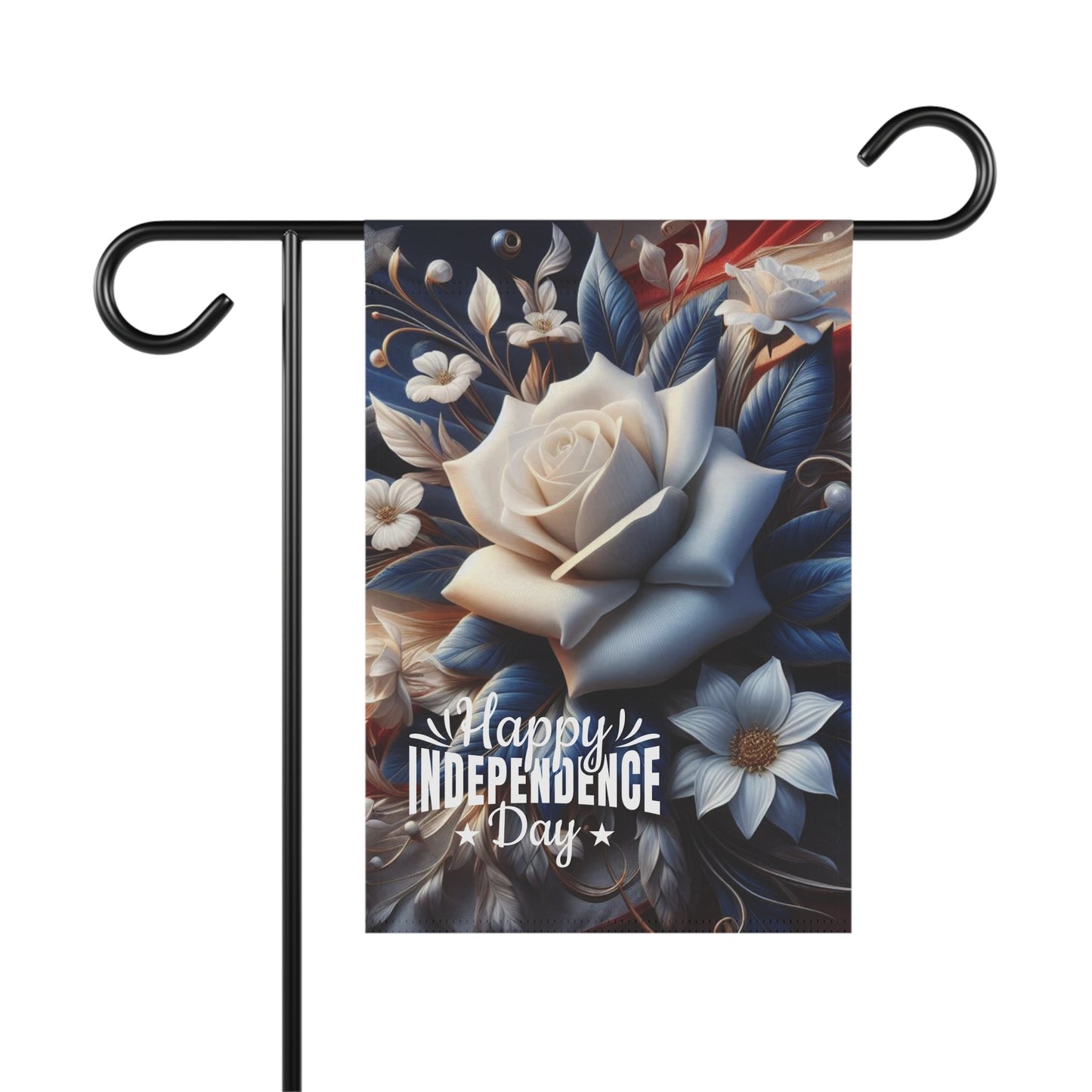 Independence Day Garden Flag - Elegant Floral Decor Banner