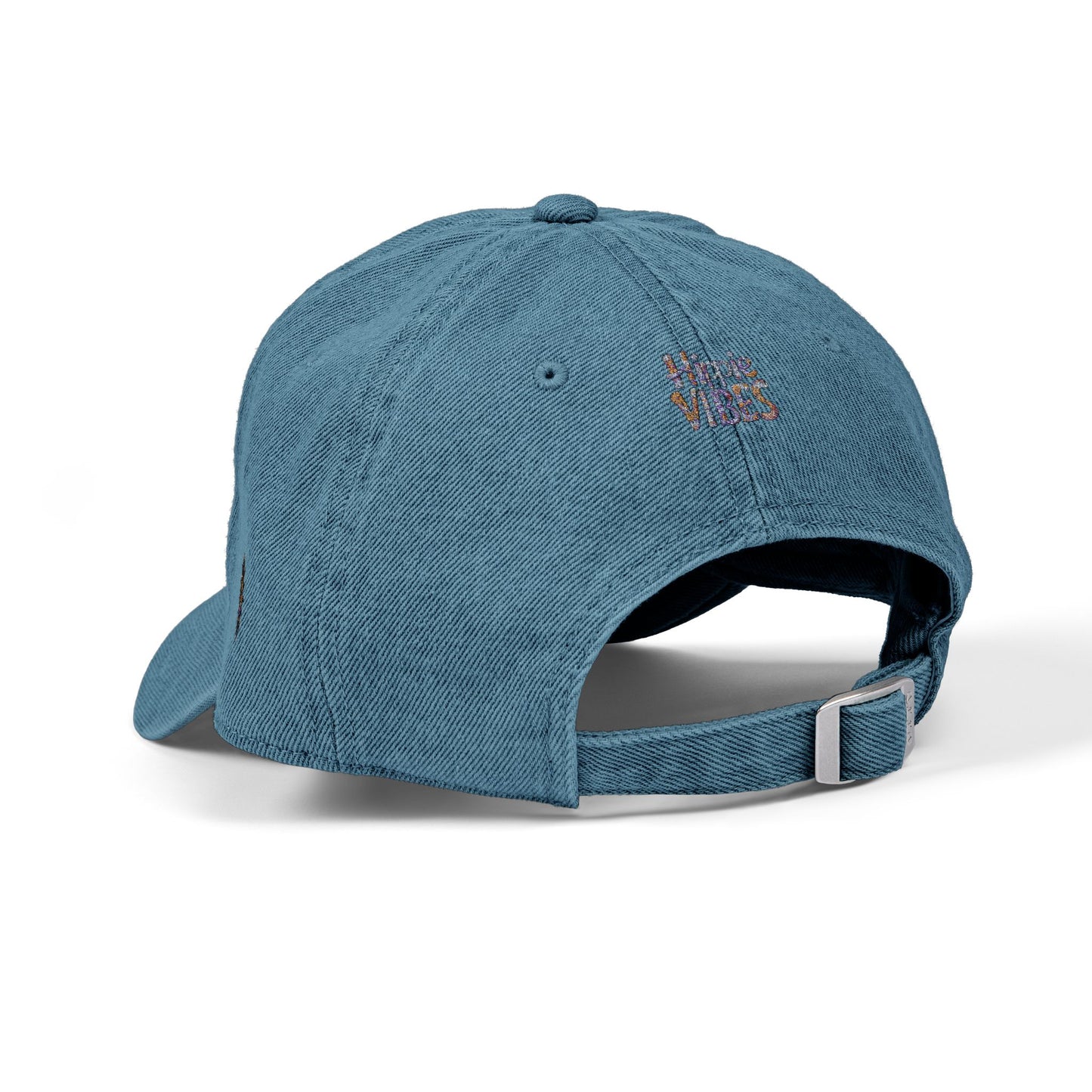 Hippie Vibes Denim Hat - Embroidered Adjustable Cap for Bohemian Style Lovers