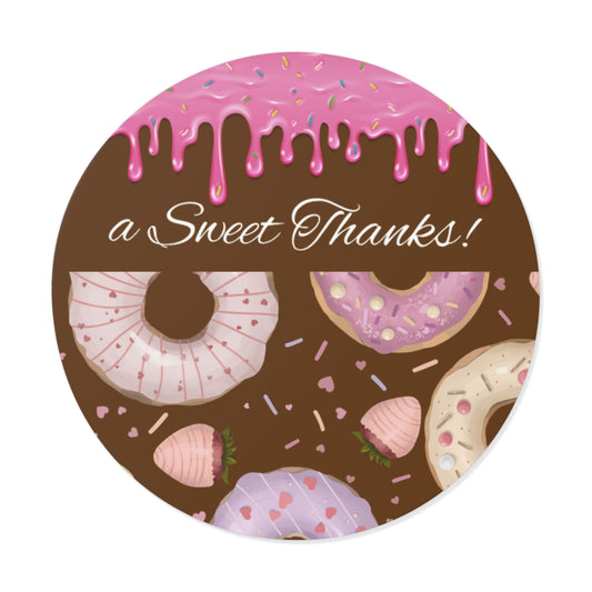 Custom Delightful Donut Vinyl Stickers, Sweet Thank You Labels, Party Favors, Custom Stickers for Gifts, Cute Decor for Celebrations, Goody bags