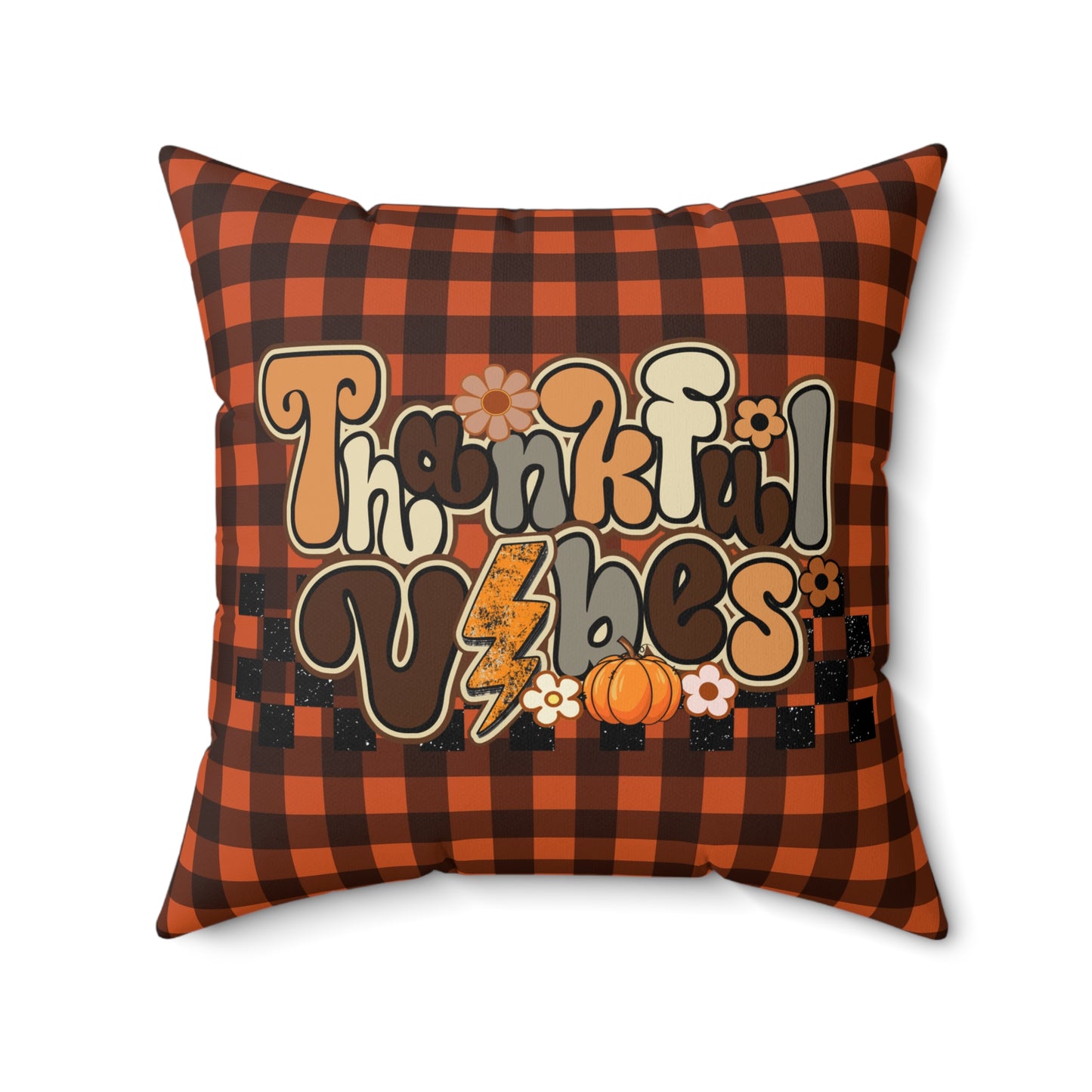 Spun Polyester Square Pillow - Autumn Harvest Thankful Vibes, Beautiful Fall Season Decor, Stylish Accent for Any Room in Home or Office