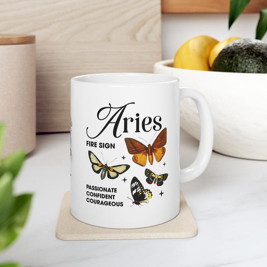 Zodiac Aries Ceramic Coffee Mug (11oz, 15oz) - Astrology Gift for Star Sign Lovers
