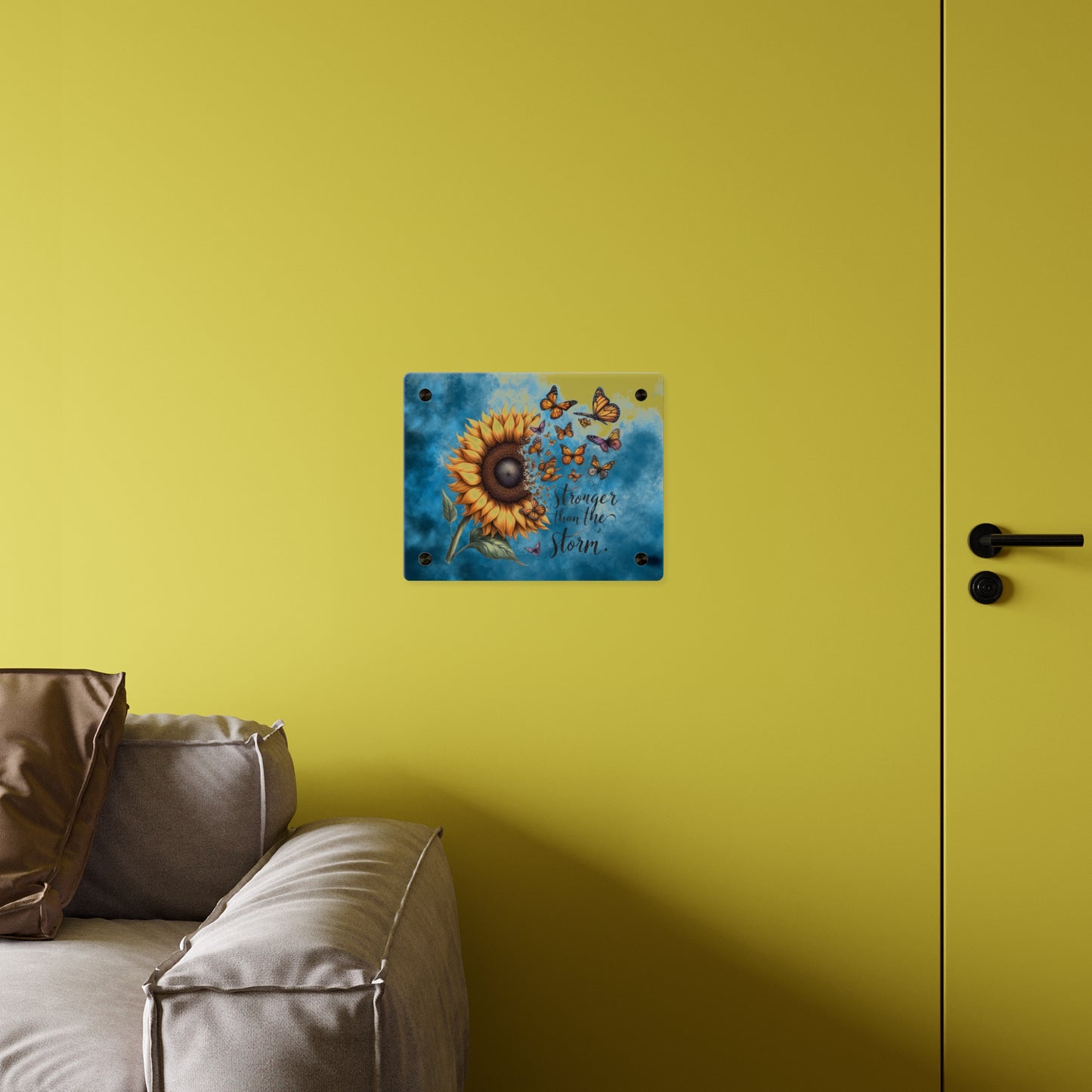 Inspirational Sunflower Acrylic Wall Art Panel - "Stronger Than The Storm"
