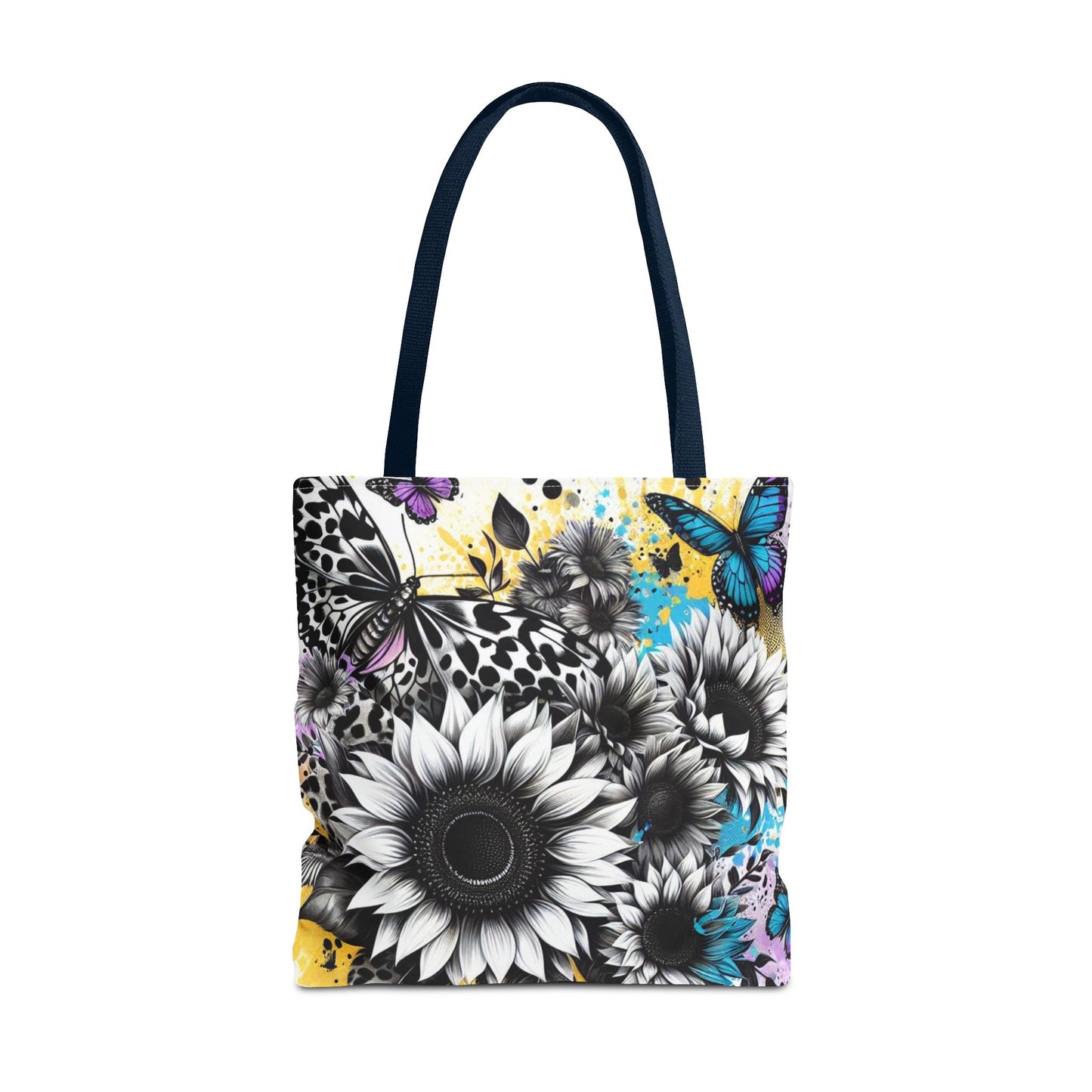 Sunflower & Butterflies Tote Bag — Color Splash Floral All-Over Print