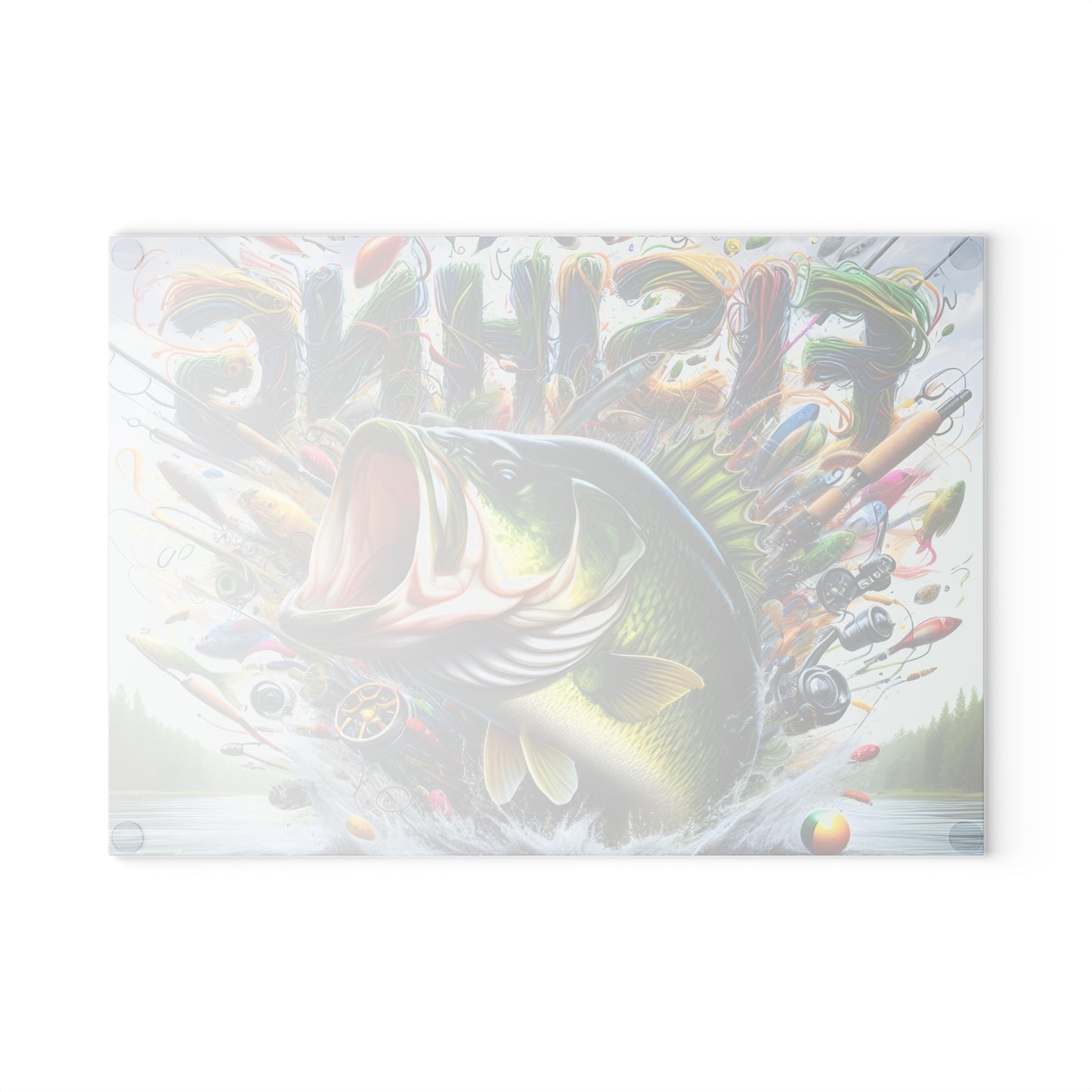 Vibrant Fishing Glass Cutting Board