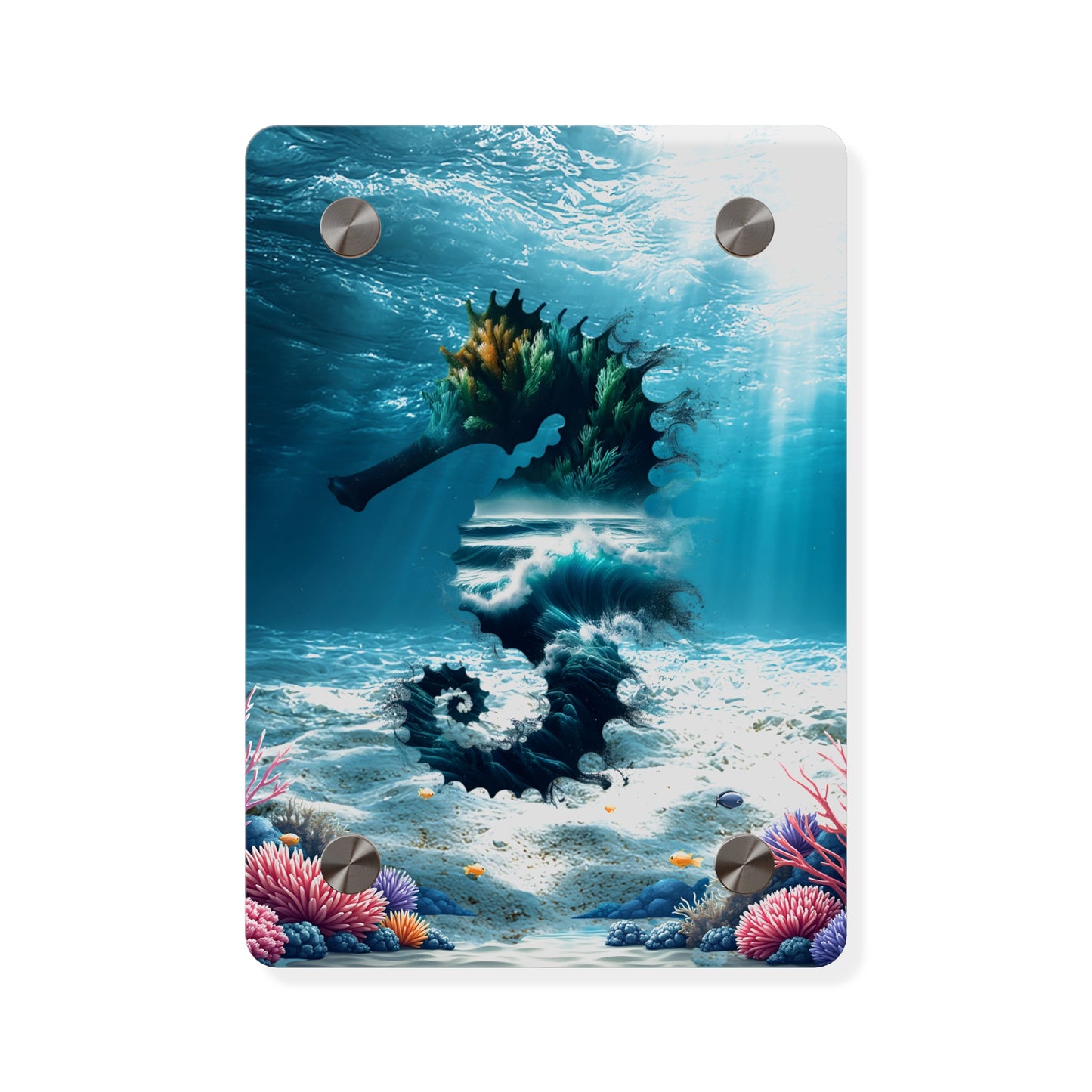 Acrylic Wall Art Panel — Underwater Seahorse Ocean Scene Panel