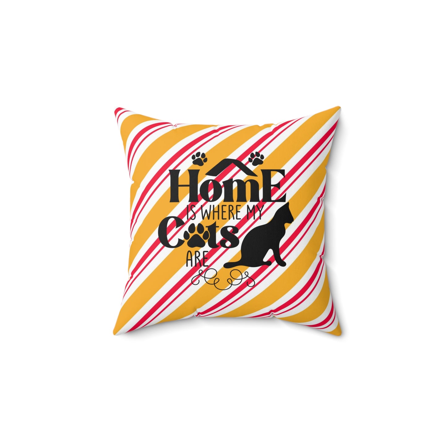 Festive Holiday Pillow Decor for Anyone, Cat Lover's Holiday Room Accent, Decorative Holiday Spun Polyester Square Pillow