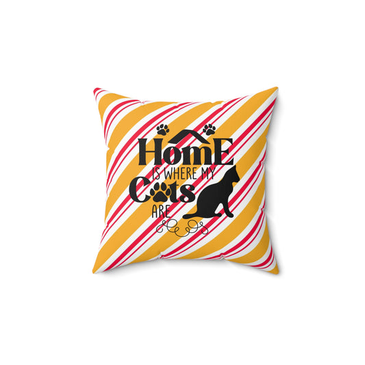 Festive Holiday Pillow Decor for Anyone, Cat Lover's Holiday Room Accent, Decorative Holiday Spun Polyester Square Pillow