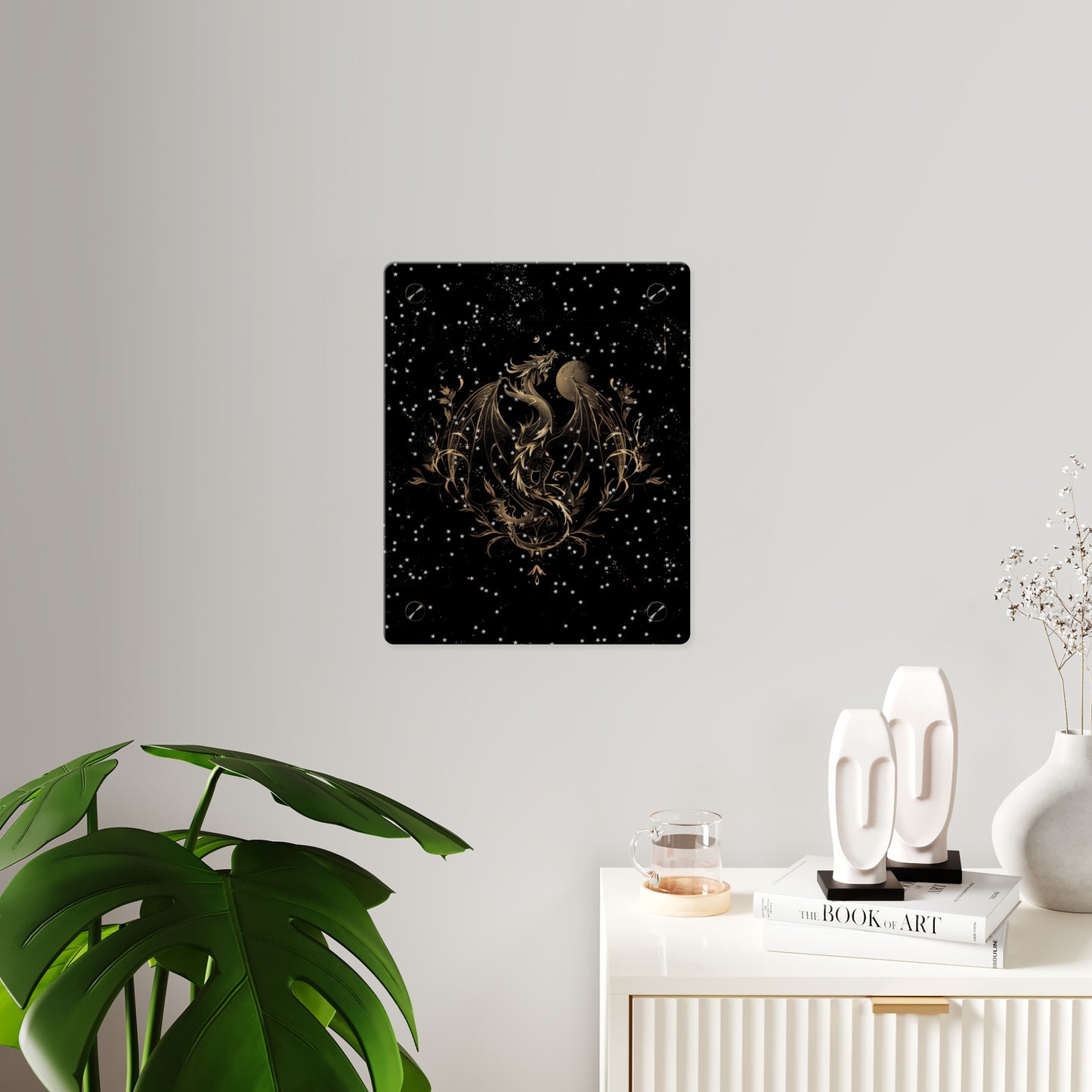 Sleek Dragon Acrylic Wall Art Panel - Celestial Decor for Fantasy Lovers