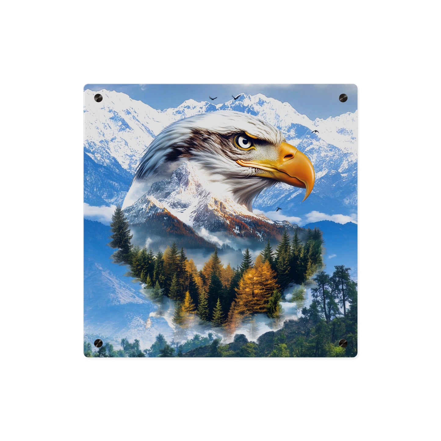 Eagle Mountain Acrylic Wall Art Panel — Patriotic Wilderness Landscape Decor