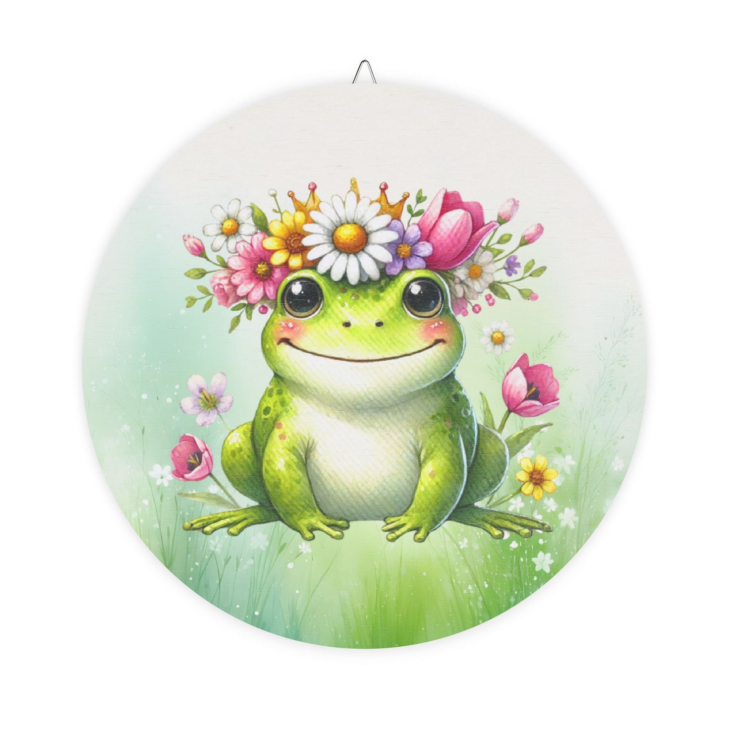 Rustic Charm Whimsical Frog Floral Print Wood Sign - Rustic Charm Decor
