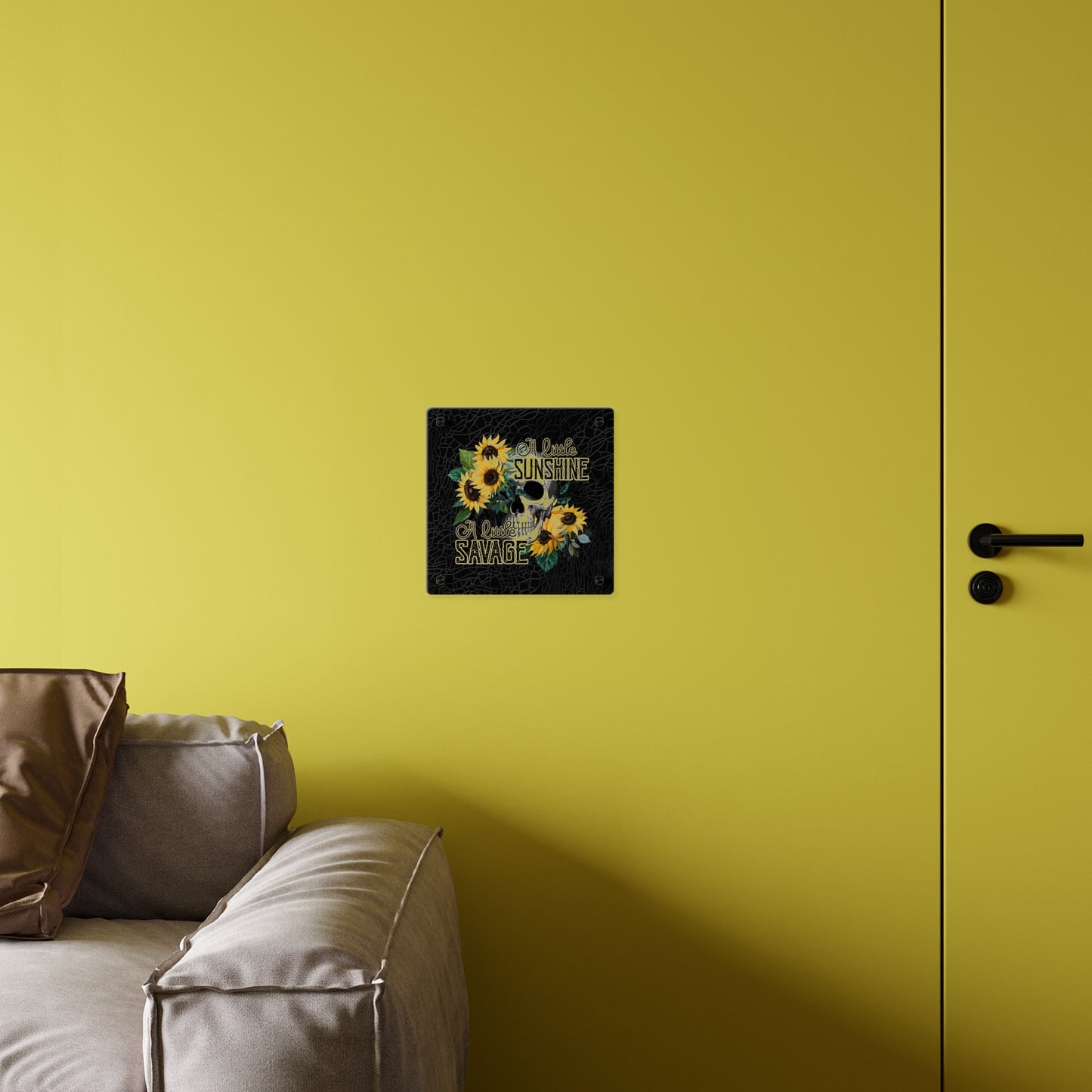 Acrylic Wall Art Panel- 'A Little Sunshine, A Little Savage' Design with Sunflowers