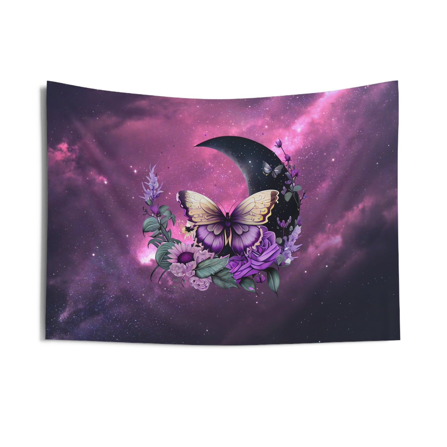 Celestial Butterfly Wall Tapestry | Boho Decor, Nature Art, Bedroom Wall Hanging, Gift for Her, Purple Tapestry