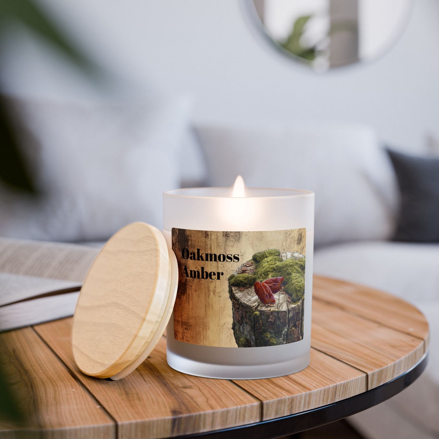 Vanilla Frosted Glass Candle – 11oz Scented Soy Candle with Wooden Lid