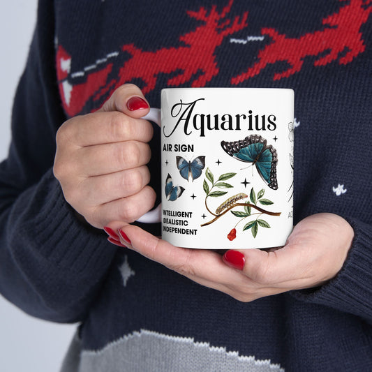 Zodiac Aquarius Ceramic Mug (11oz & 15oz) - Astrology Gift for Star Sign Lovers