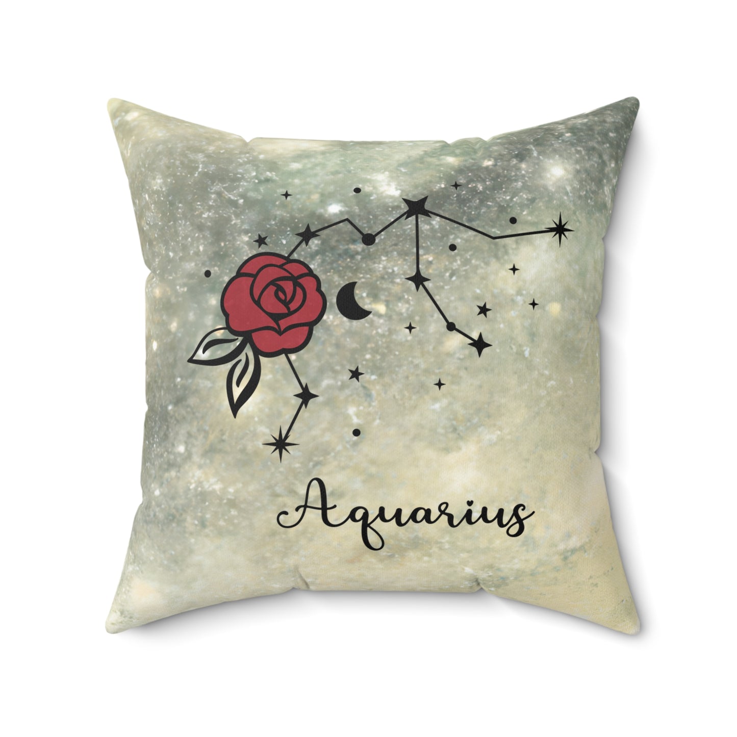 Astrology Rose Pillow - Zodiac Decor for Aquarius, Cosmic Home Accent, Unique Gift, Horoscope Decor, Celestial Cushion