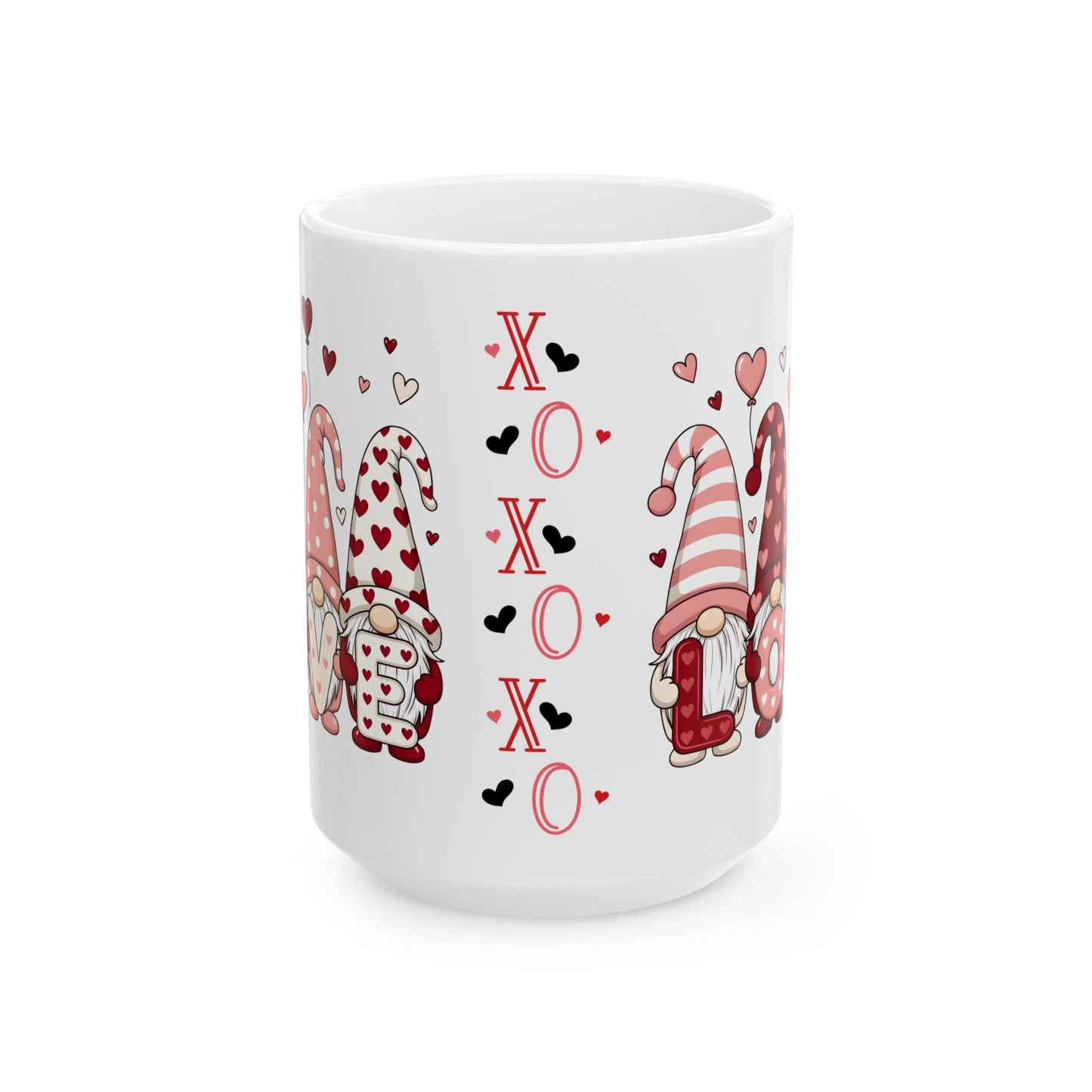 Valentine Gnome Mug (11oz, 15oz) — XOXO Heart Coffee Cup